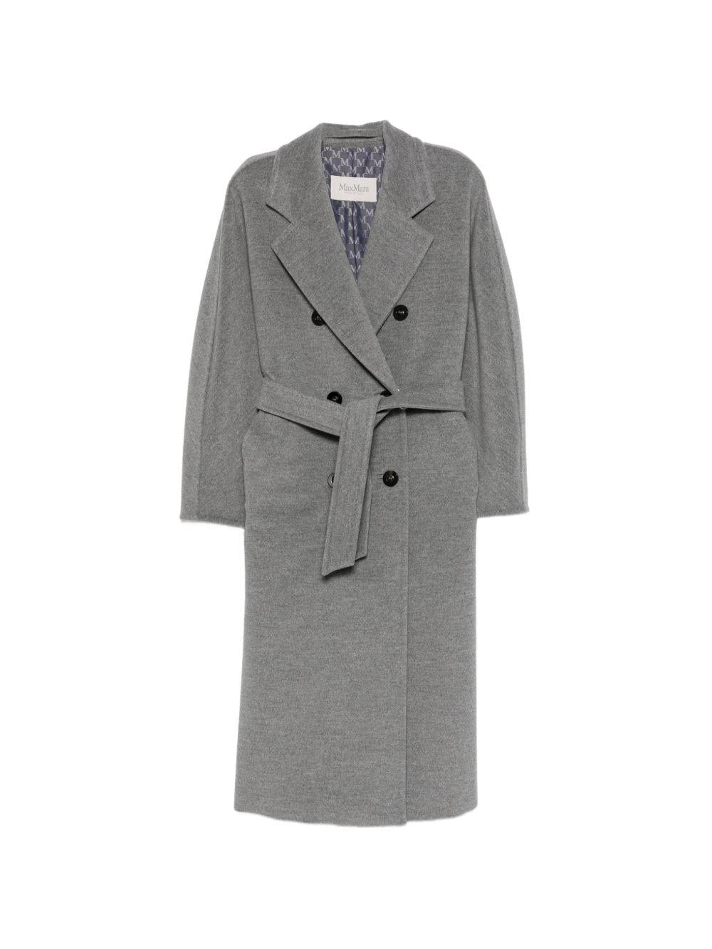 MAX MARA Cappotto lungo Madame grigio doppiopetto con cintura 