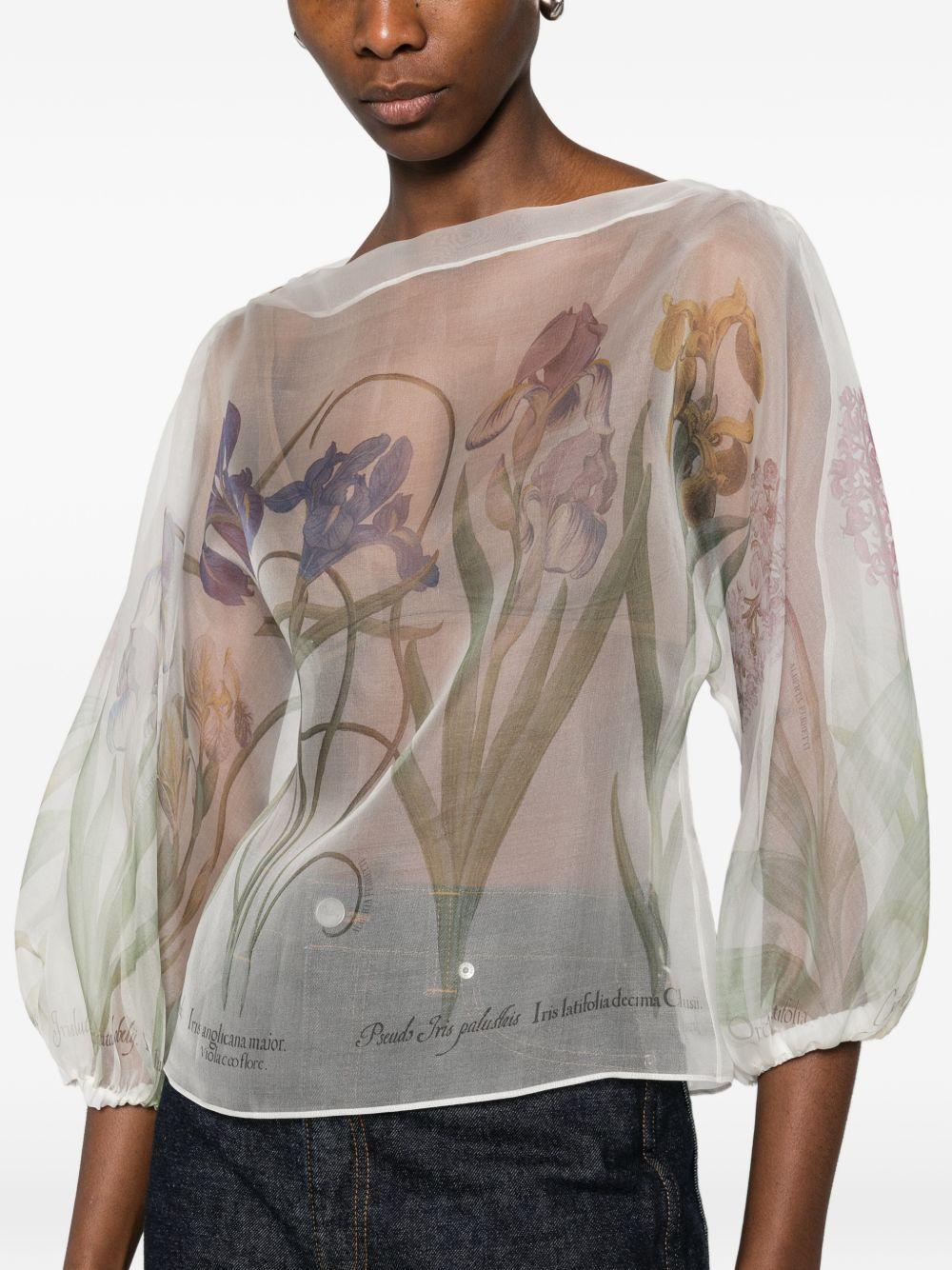 ALBERTA FERRETTI Blusa in seta semitrasparente con fantasia 