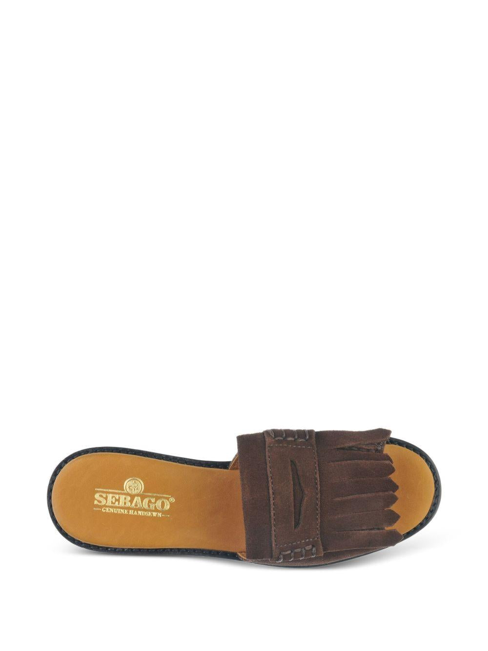 SEBAGO Ciabatte in suede marrone con frange 