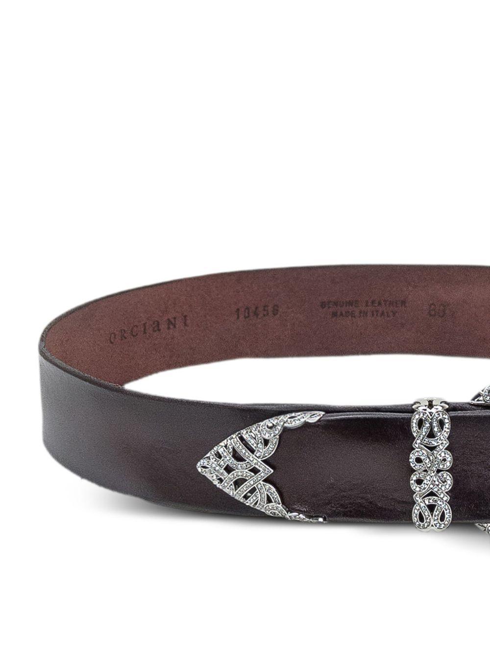 ORCIANI Cintura di pelle Bull Soft con fibbia barocca argentata 