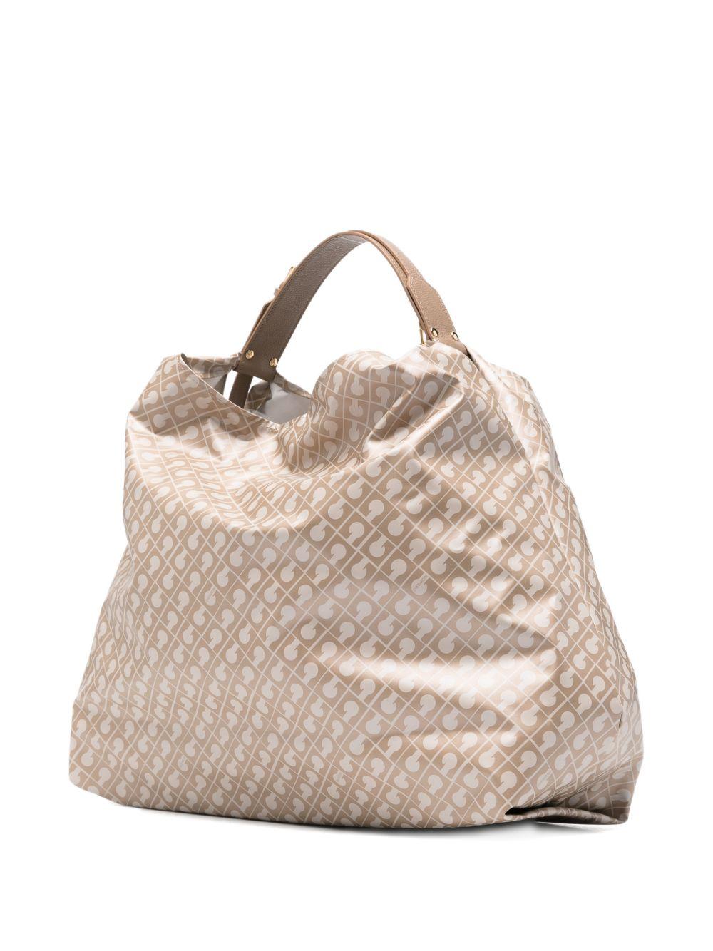 GHERARDINI Borsa a spalla color avorio Softy Creta con logo all-over 