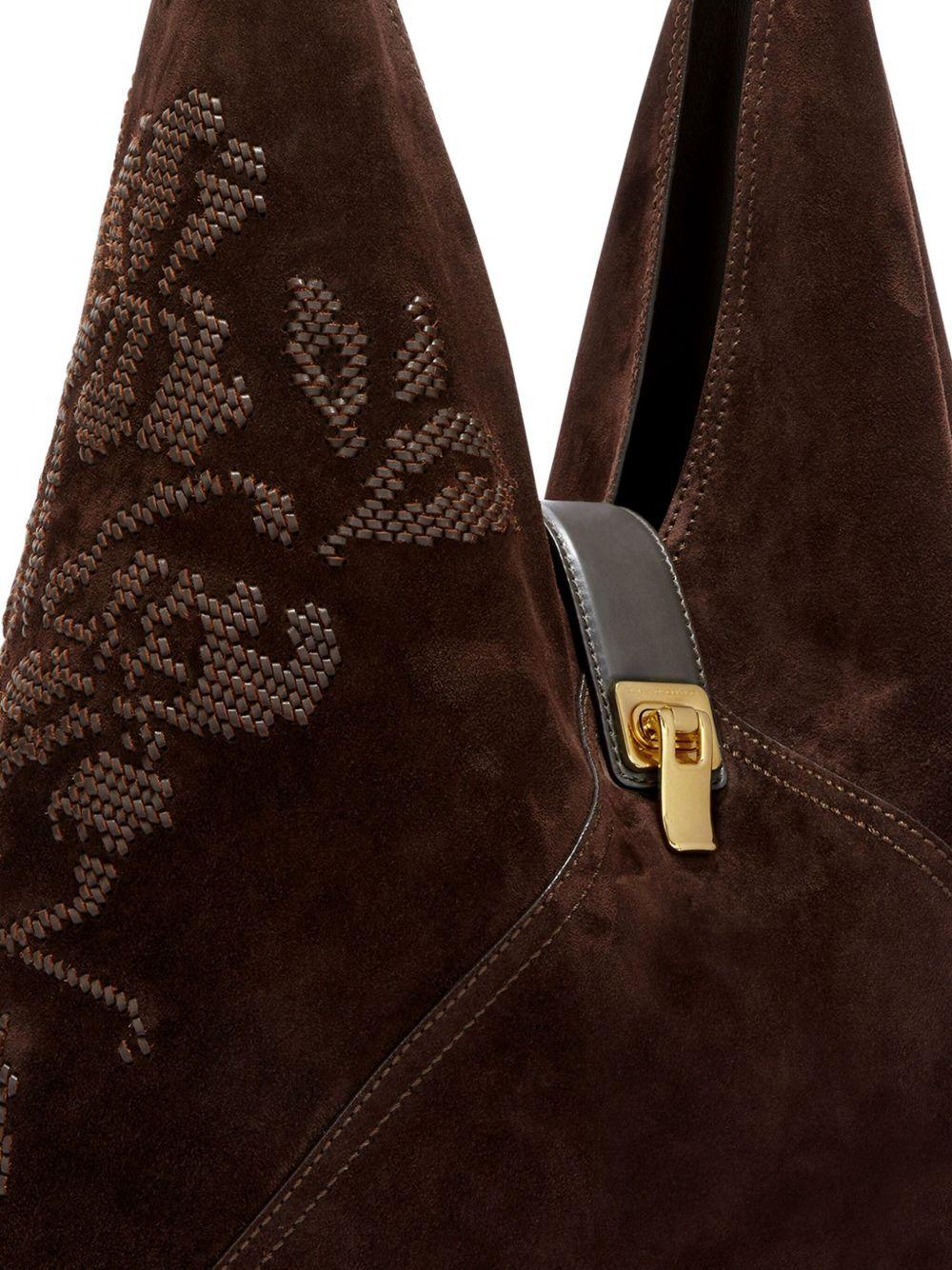 ERMANNO SCERVINO Borsa a spalla in pelle scamosciata marrone 