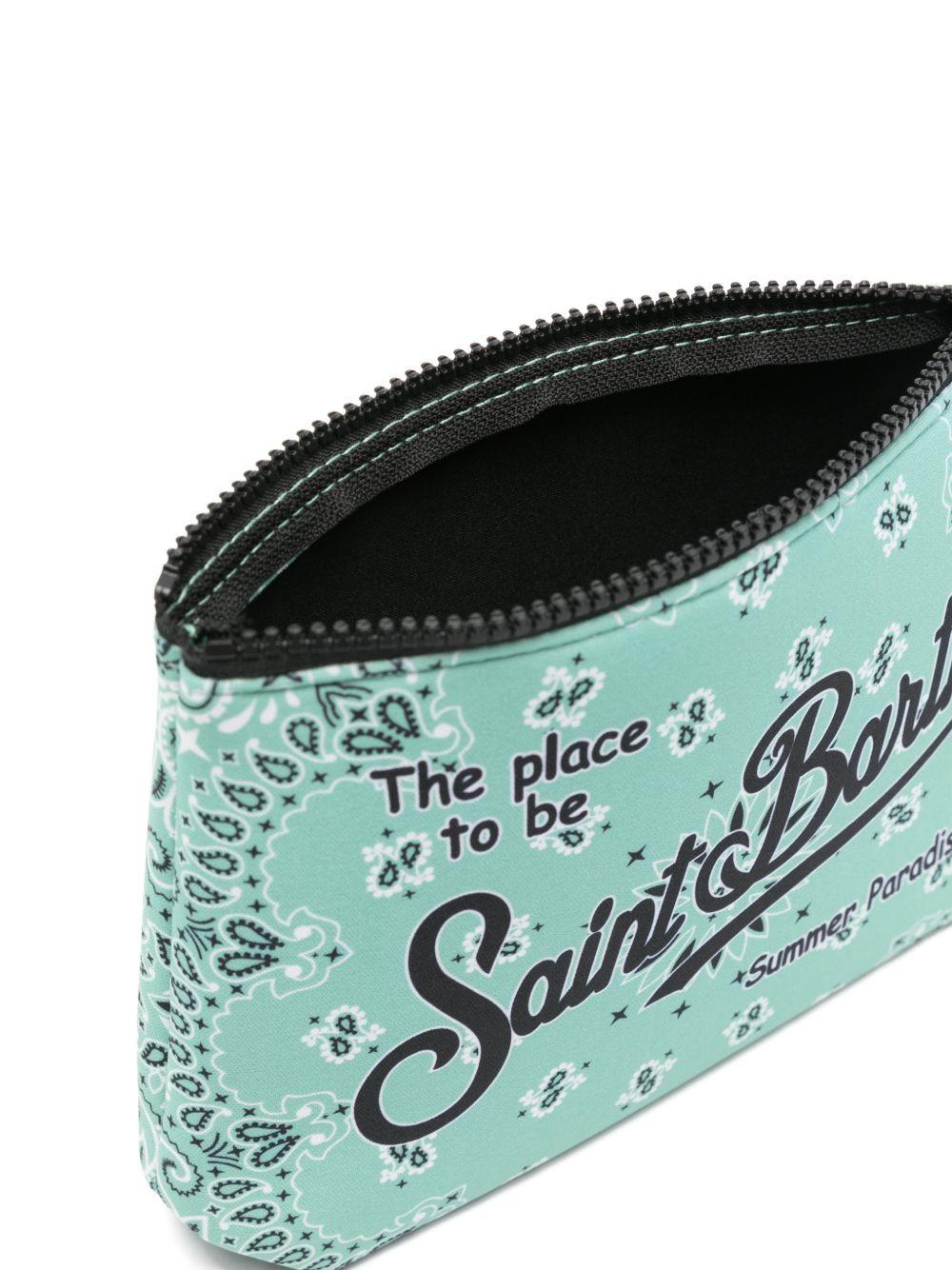 MC2 SAINT BARTH Pochette Aline con motivo jacquard e logo tipografico azzurra 