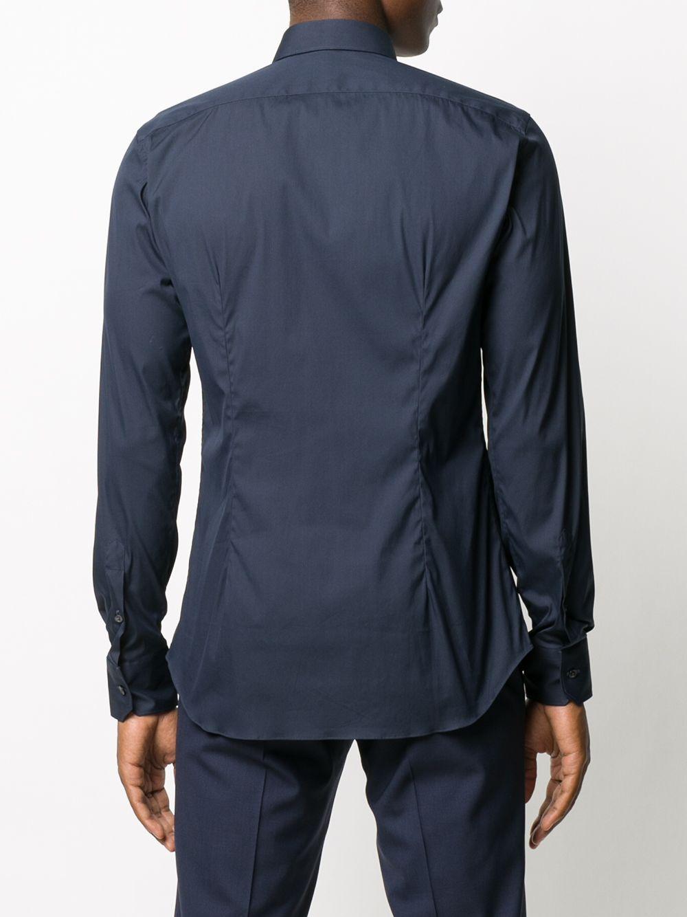 XACUS Camicia slim fit in cotone blu 