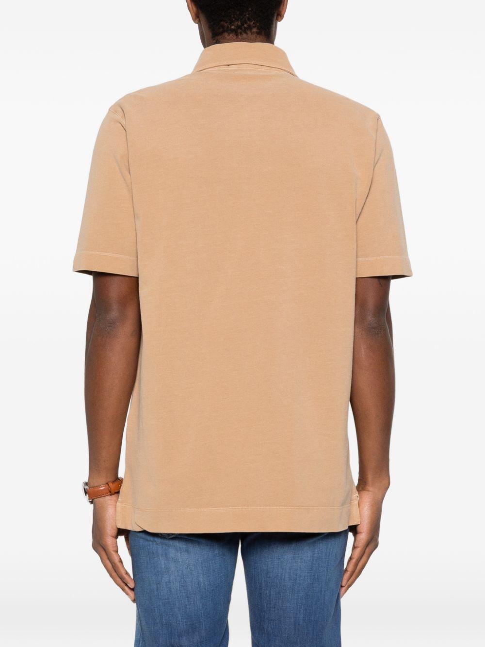 DANIELE FIESOLI Polo in cotone beige con chiusura a tre bottoni 
