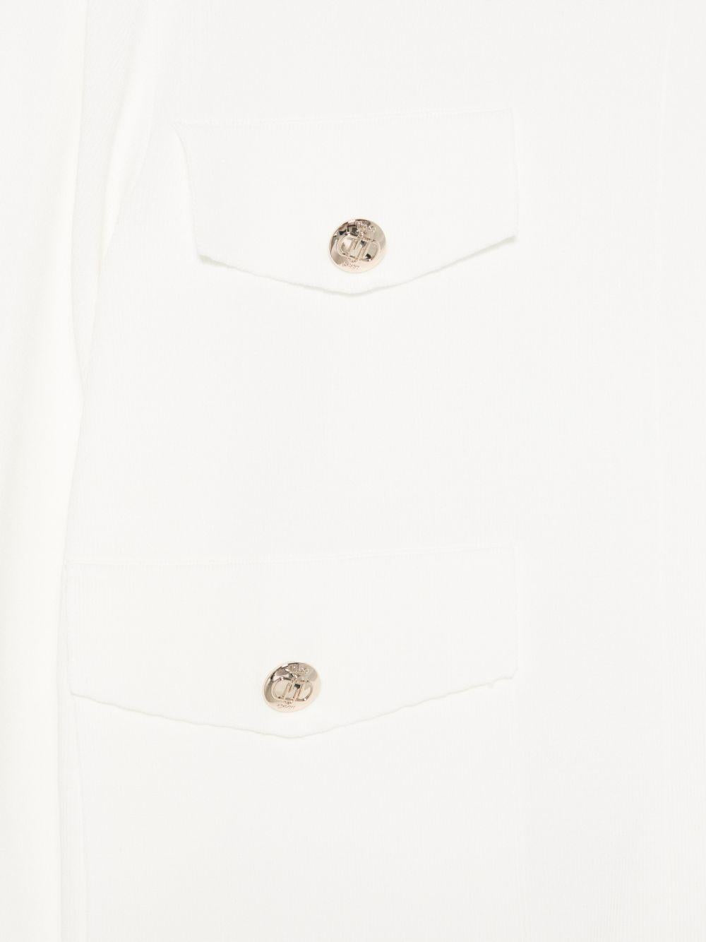 LIUJO Cardigan bianco con tasche e bottoni dorati 