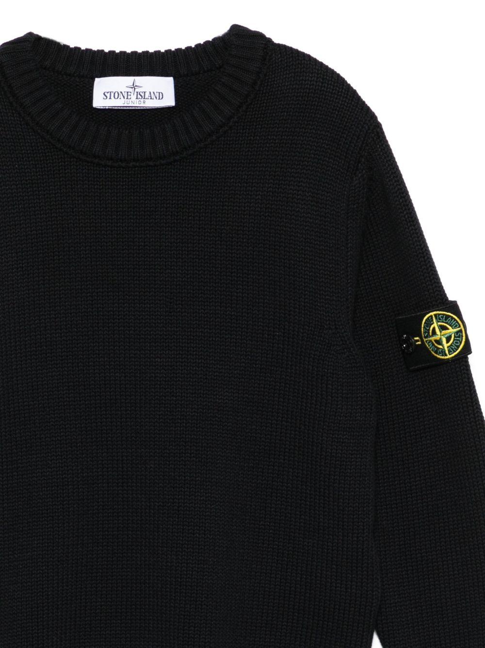 STONE ISLAND Maglia girocollo nera con patch logo 