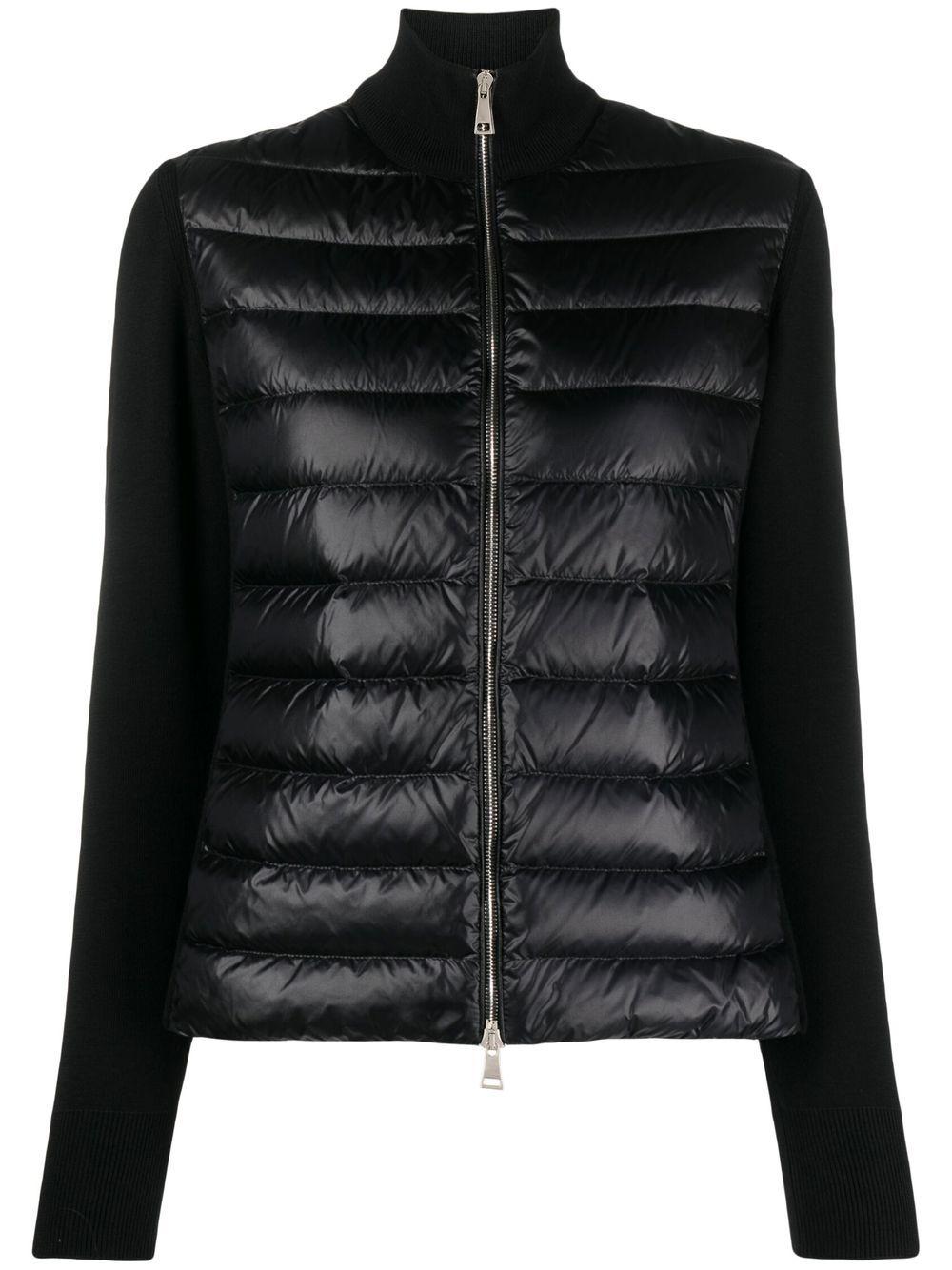 MONCLER Giacca cardigan nera con inserti 