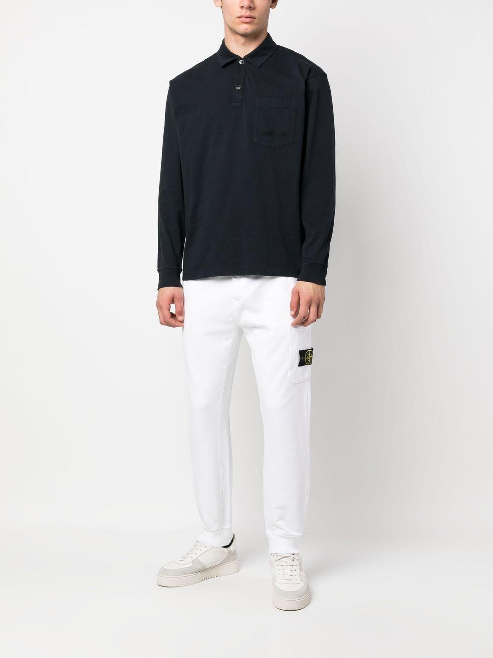 STONE ISLAND Pantaloni di tuta in cotone bianco con logo 