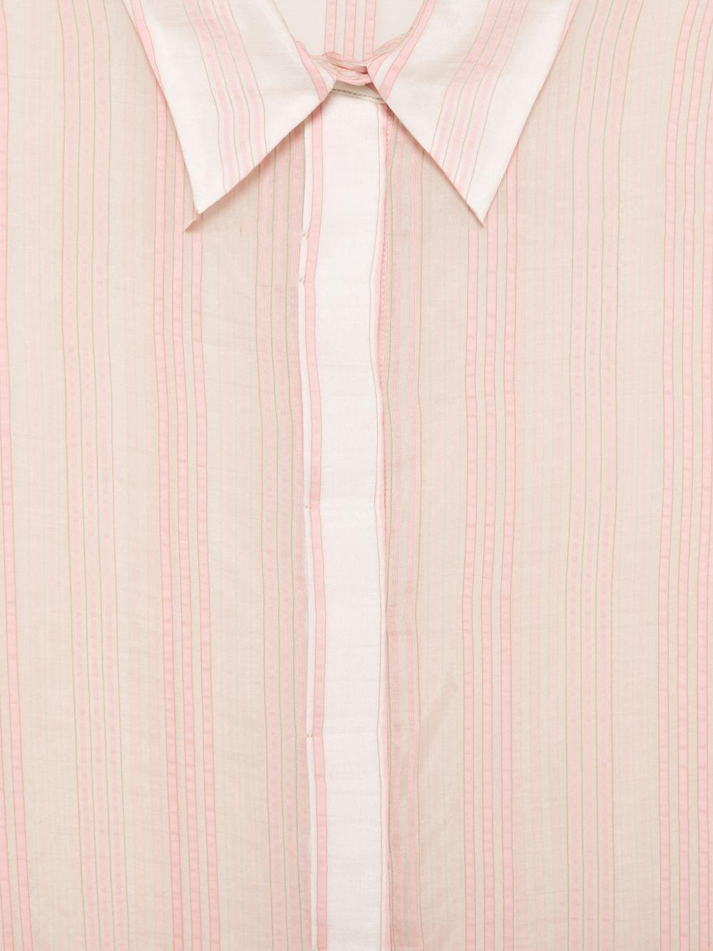 PESERICO Camicia a righe semitrasparente rosa 