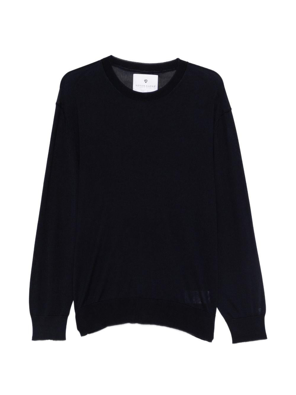 SEVEN GAUGE Maglia in cotone nero girocollo 