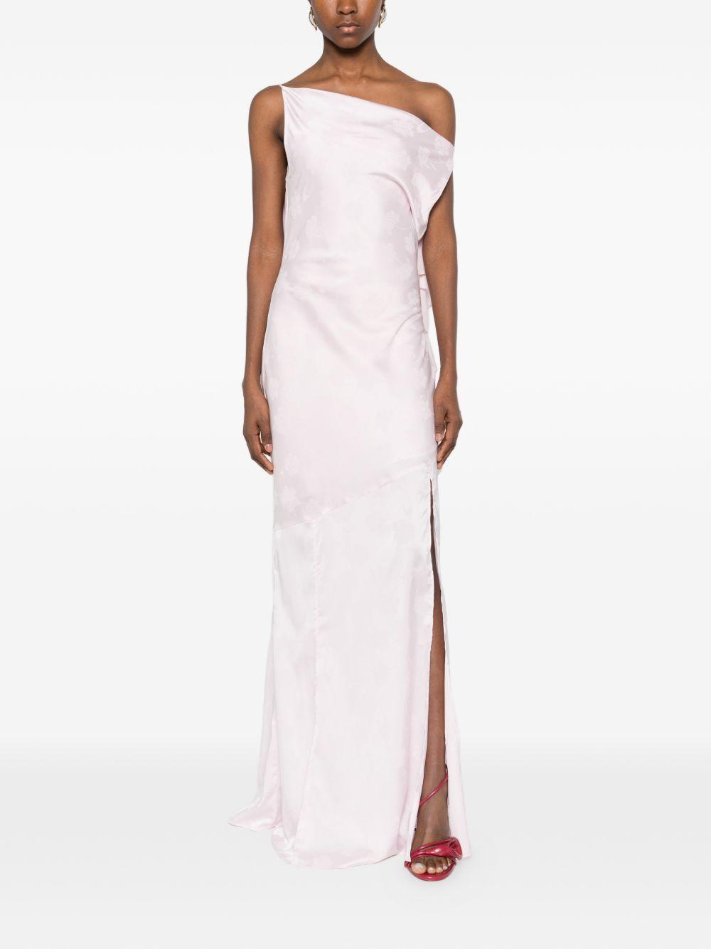 ROTATE Abito rosa lungo con drappeggi 