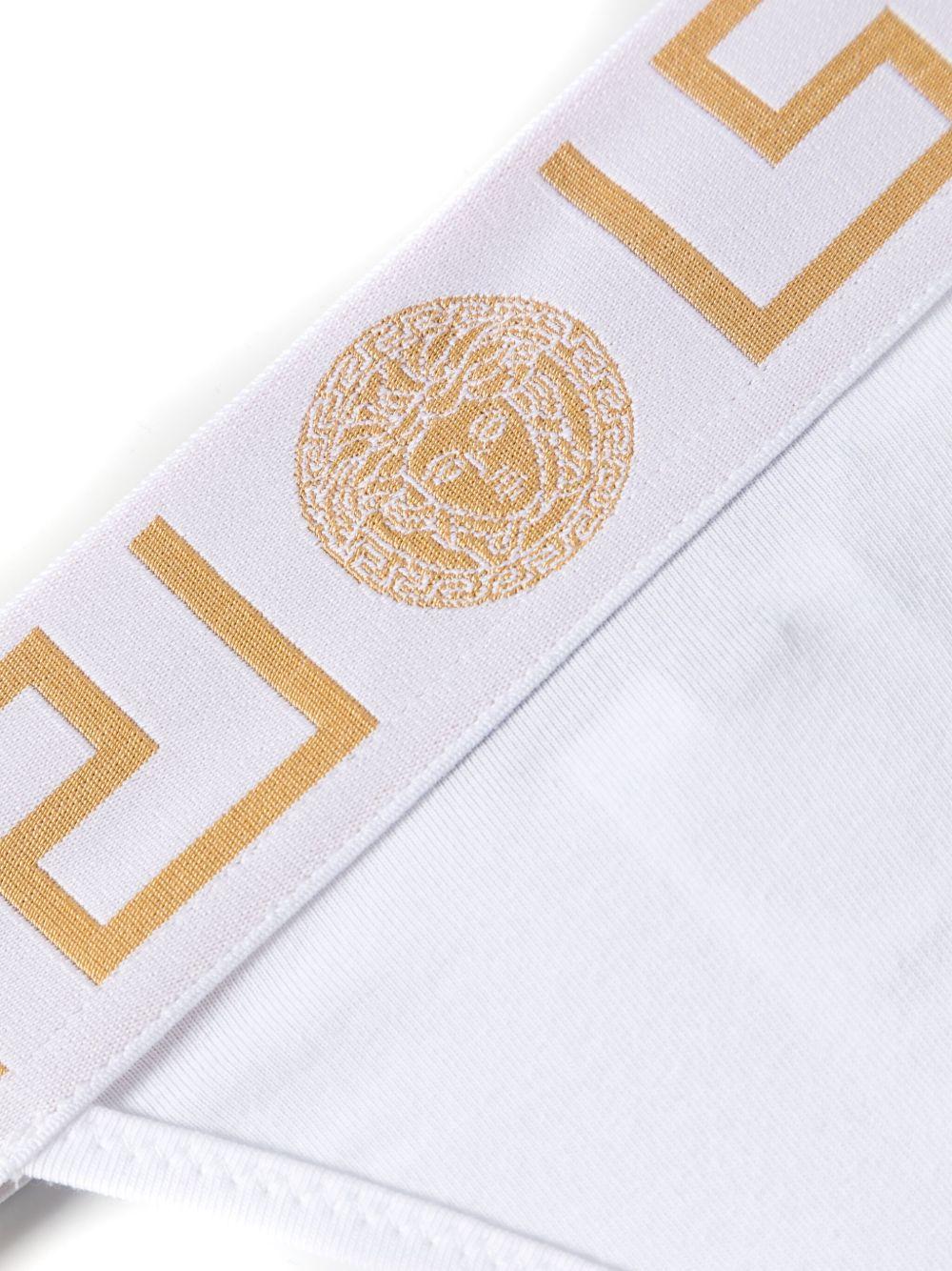 VERSACE Slip in cotone bianco con fantasia Barocca 