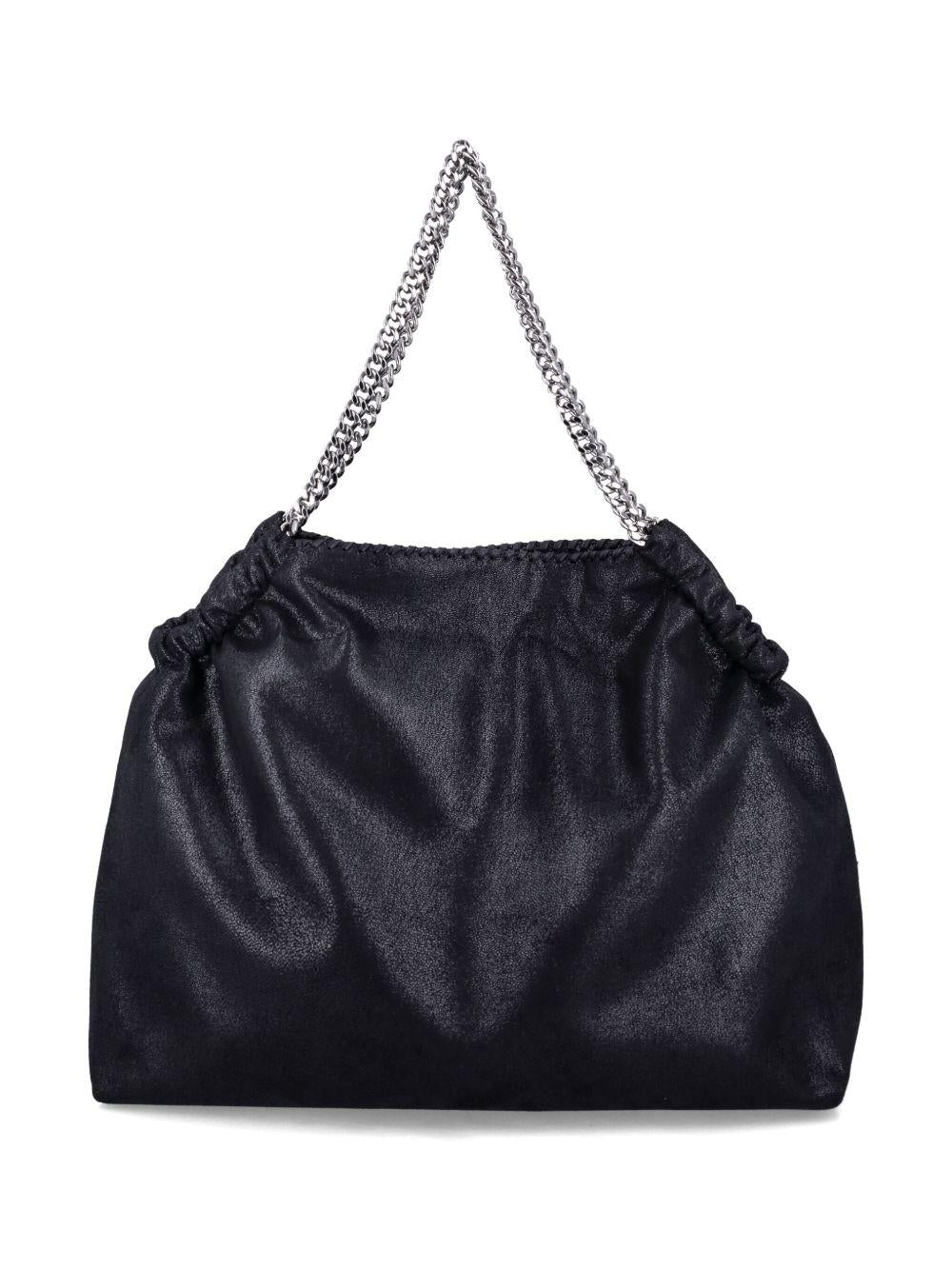 STELLA MCCARTNEY Borsa tote Eco Shaggy Deer nera con catena argentata 