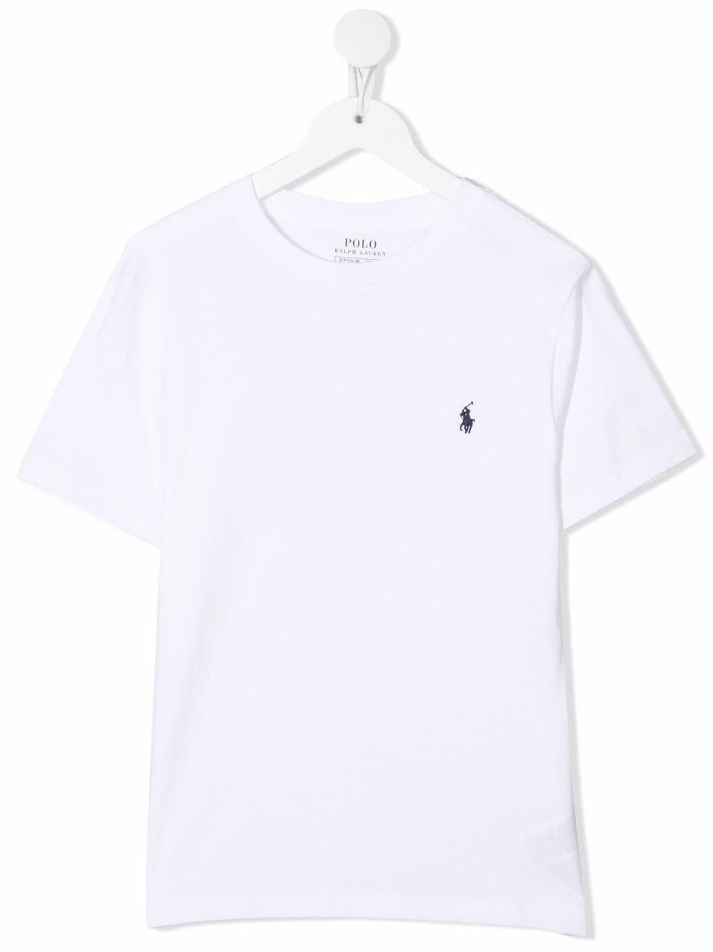 POLO RALPH LAUREN T-shirt in cotone bianco con logo ricamato 