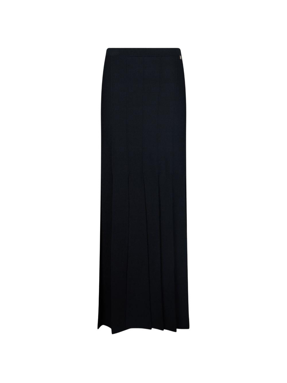 LIUJO Gonna lunga nera con taglio a frange 