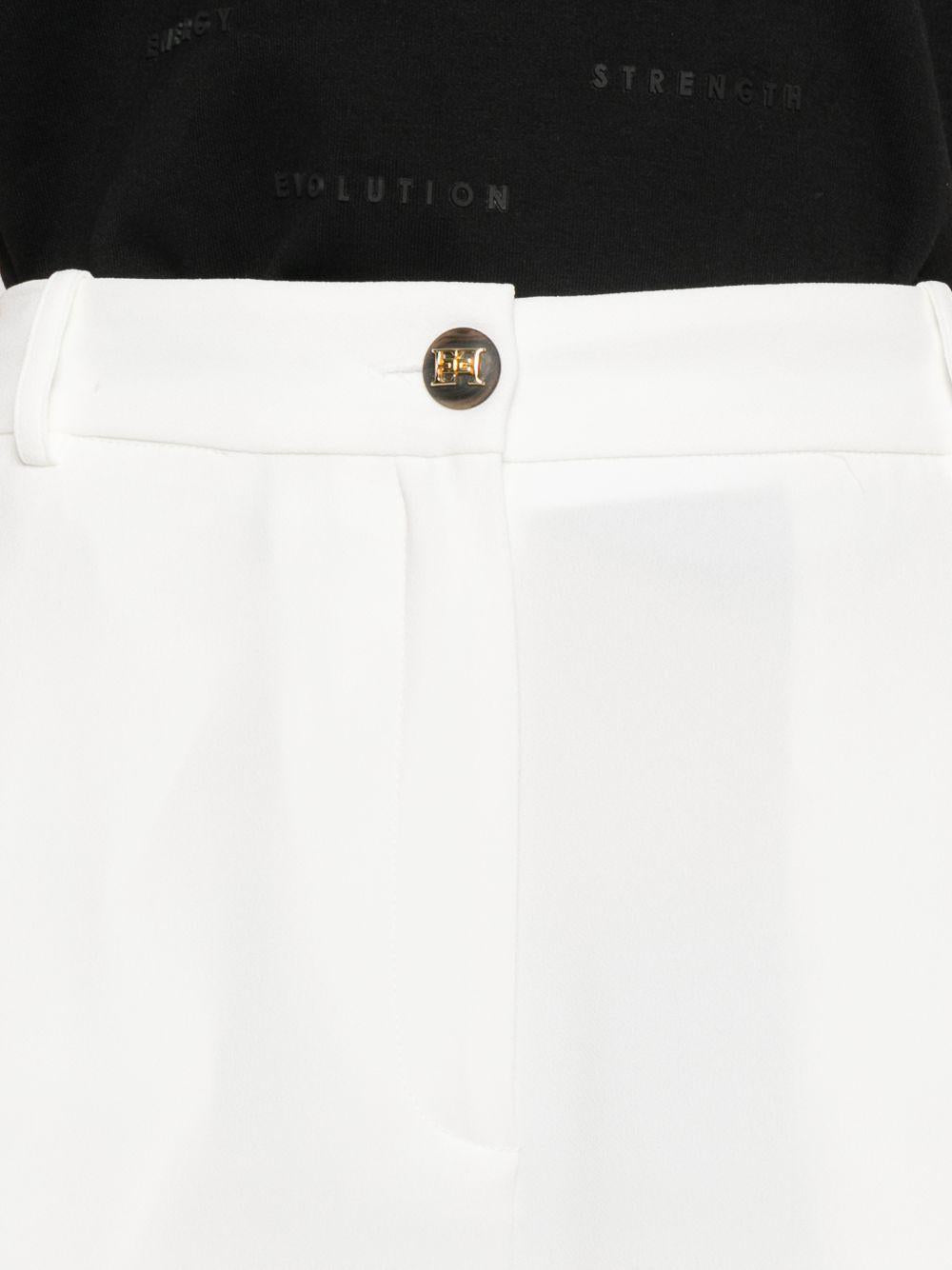 ELISABETTA FRANCHI Pantaloni a gamba larga in tessuto bianco 