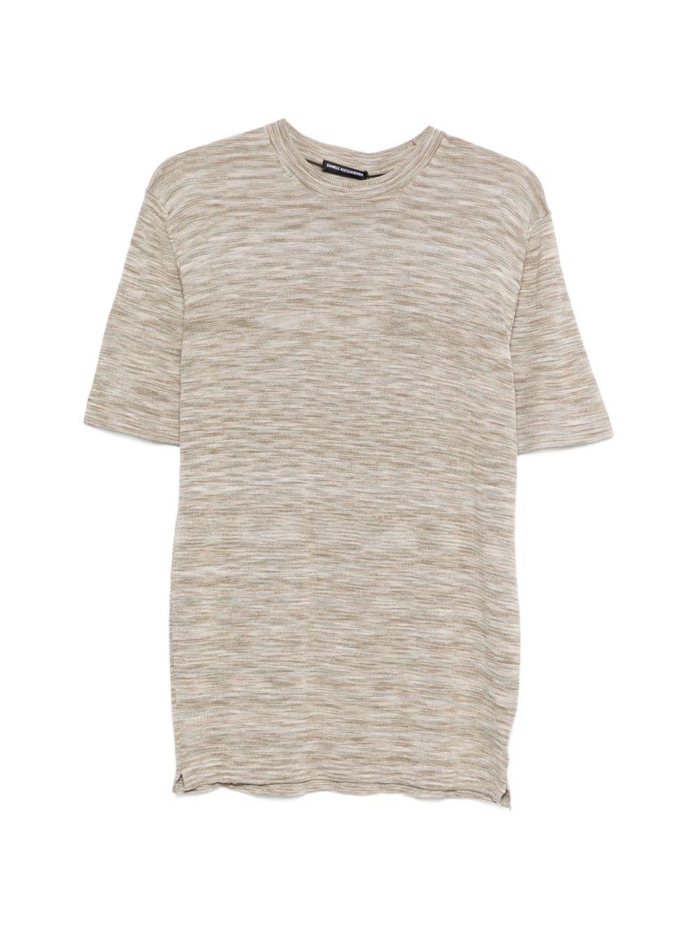 DANIELE ALESSANDRINI Maglia in cotone beige a maniche corte 