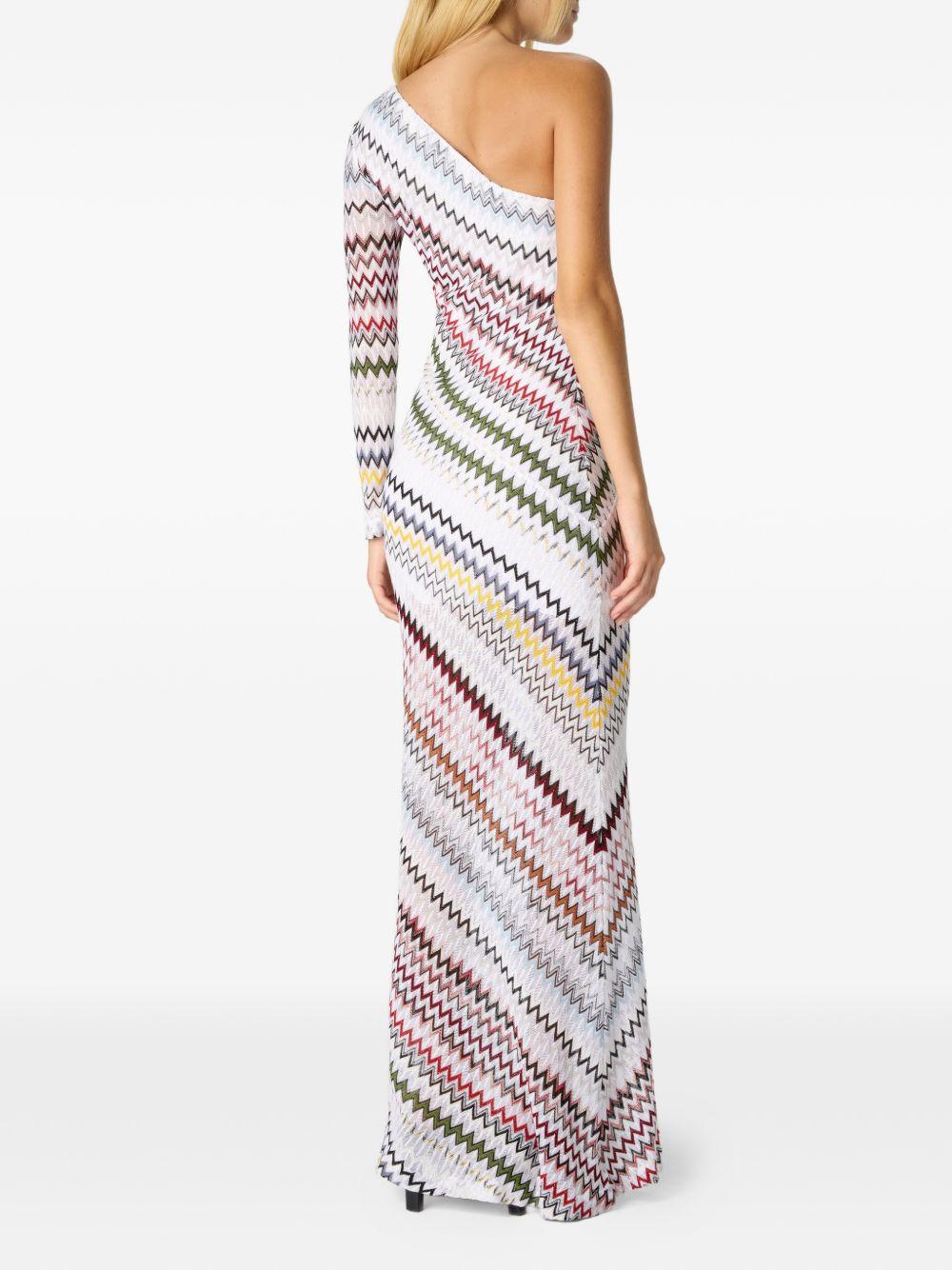 MISSONI Abito lungo monospalla bianco a righe 