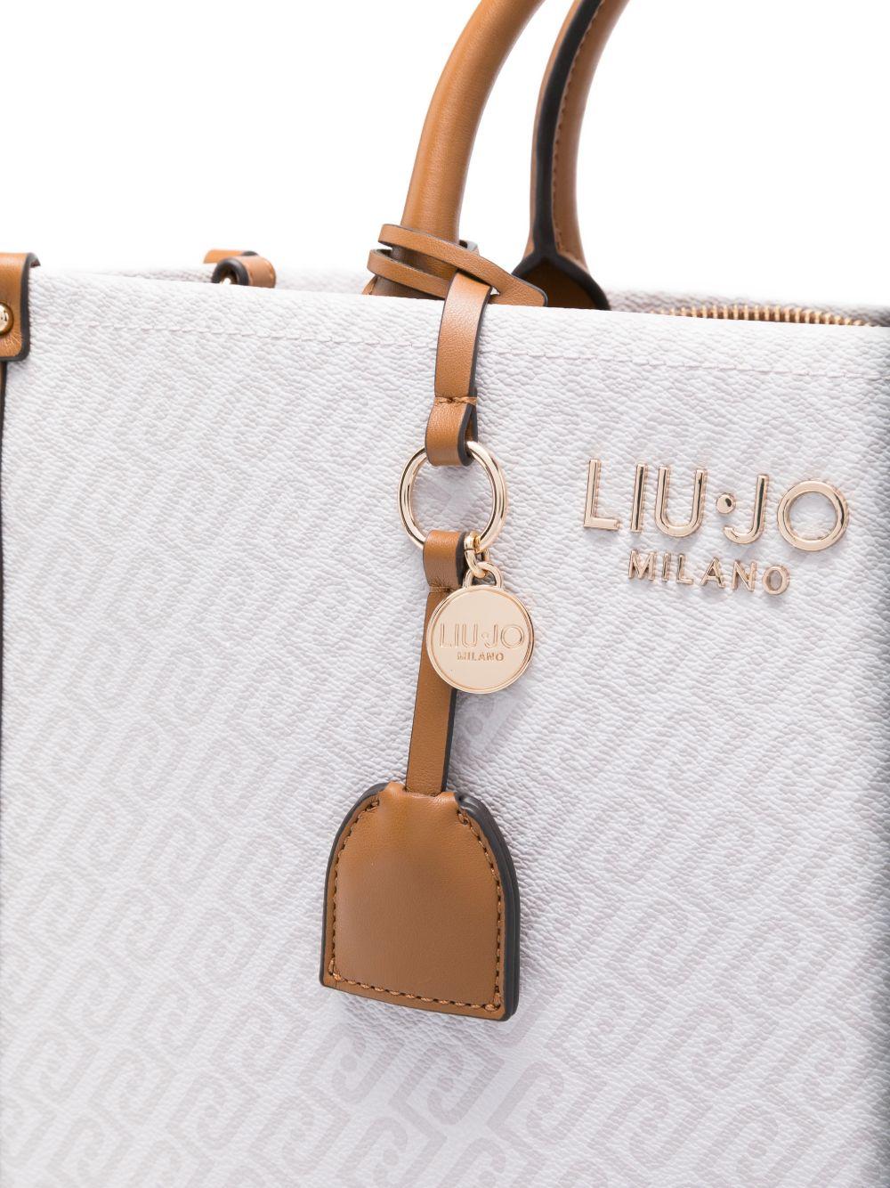 LIUJO Borsa a mano tote rosa con logo all-over 