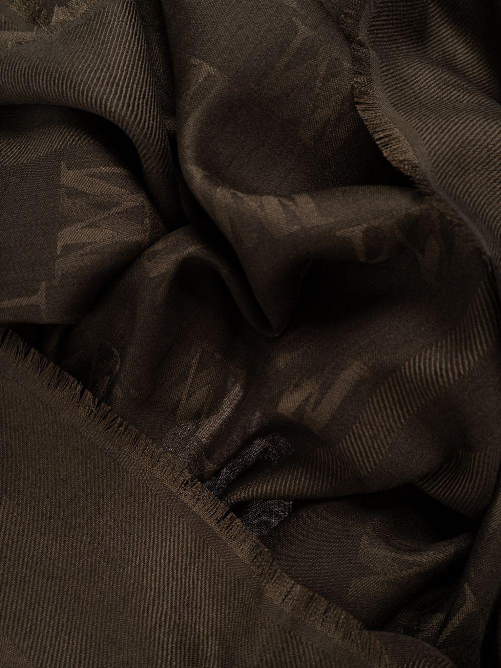 MAX MARA Sciarpa marrone in lana e seta con logo all-over 