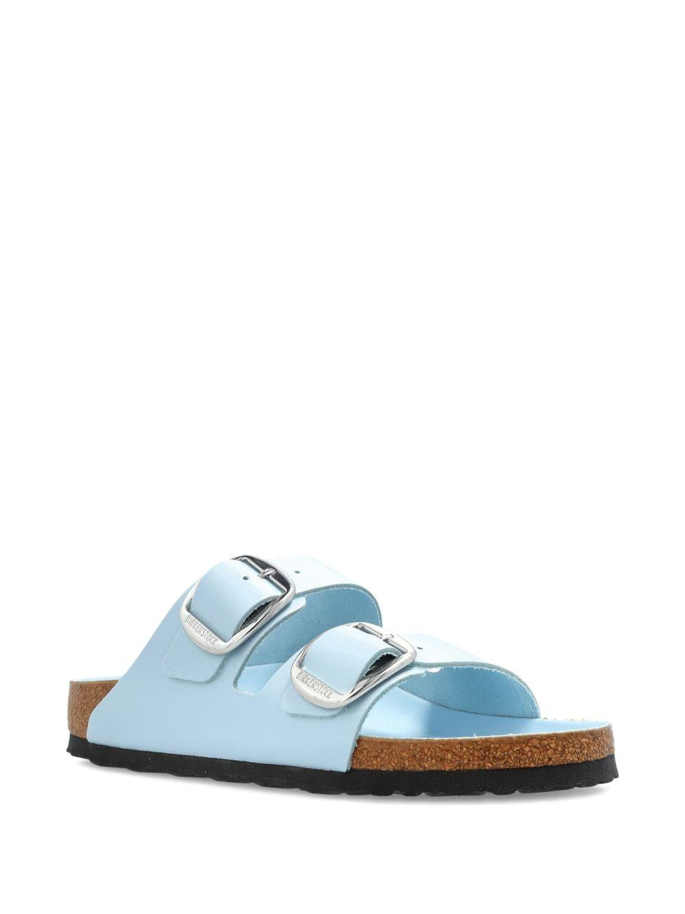 BIRKENSTOCK Ciabatte Arizona in pelle azzurra con fibbia argento 