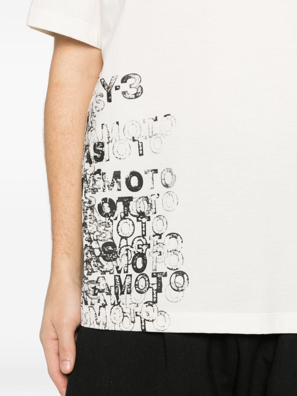 Y3 T-shirt in cotone bianco con stampa nera 