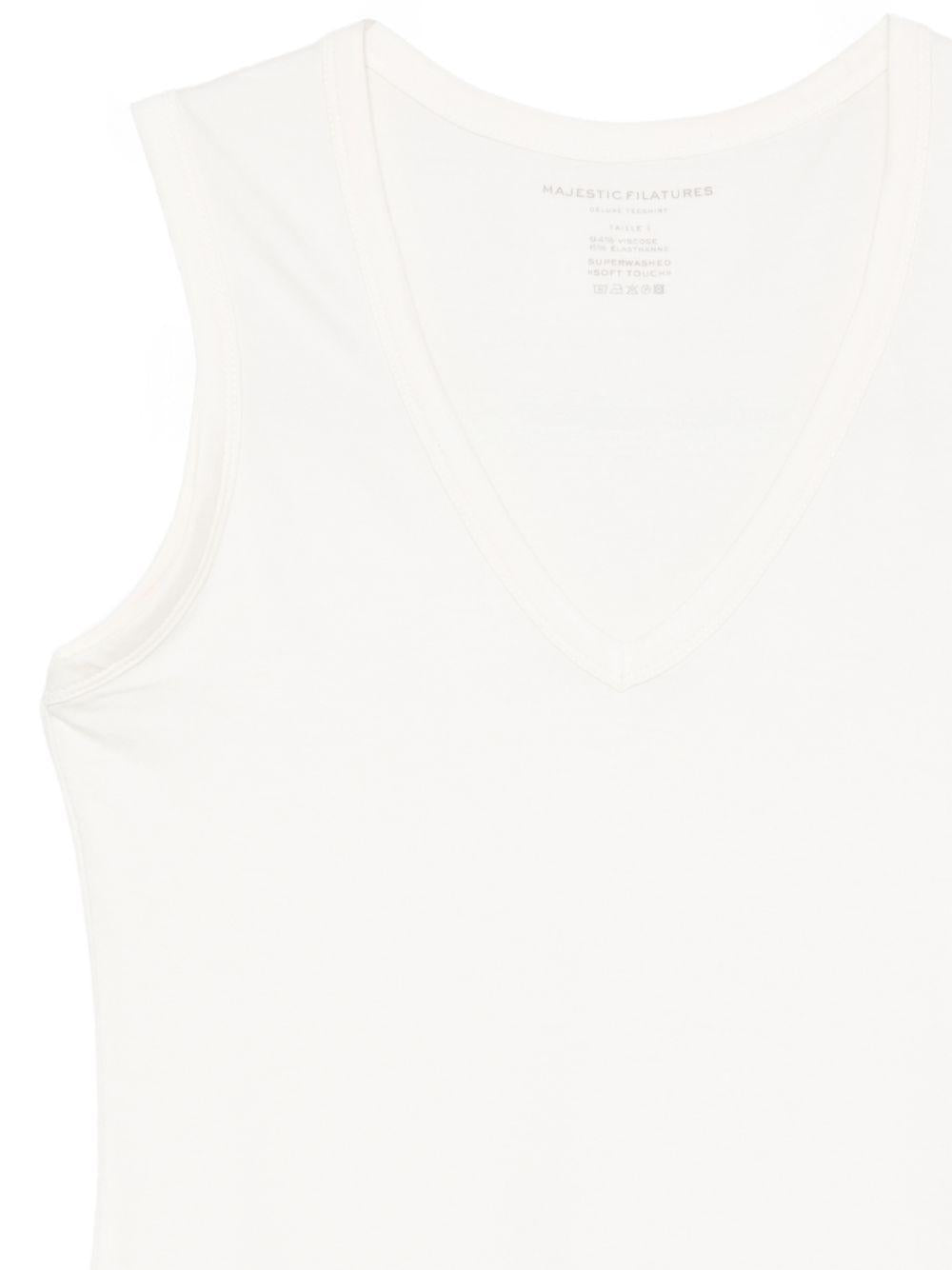 MAJESTIC FILATURES T-shirt crema senza maniche 