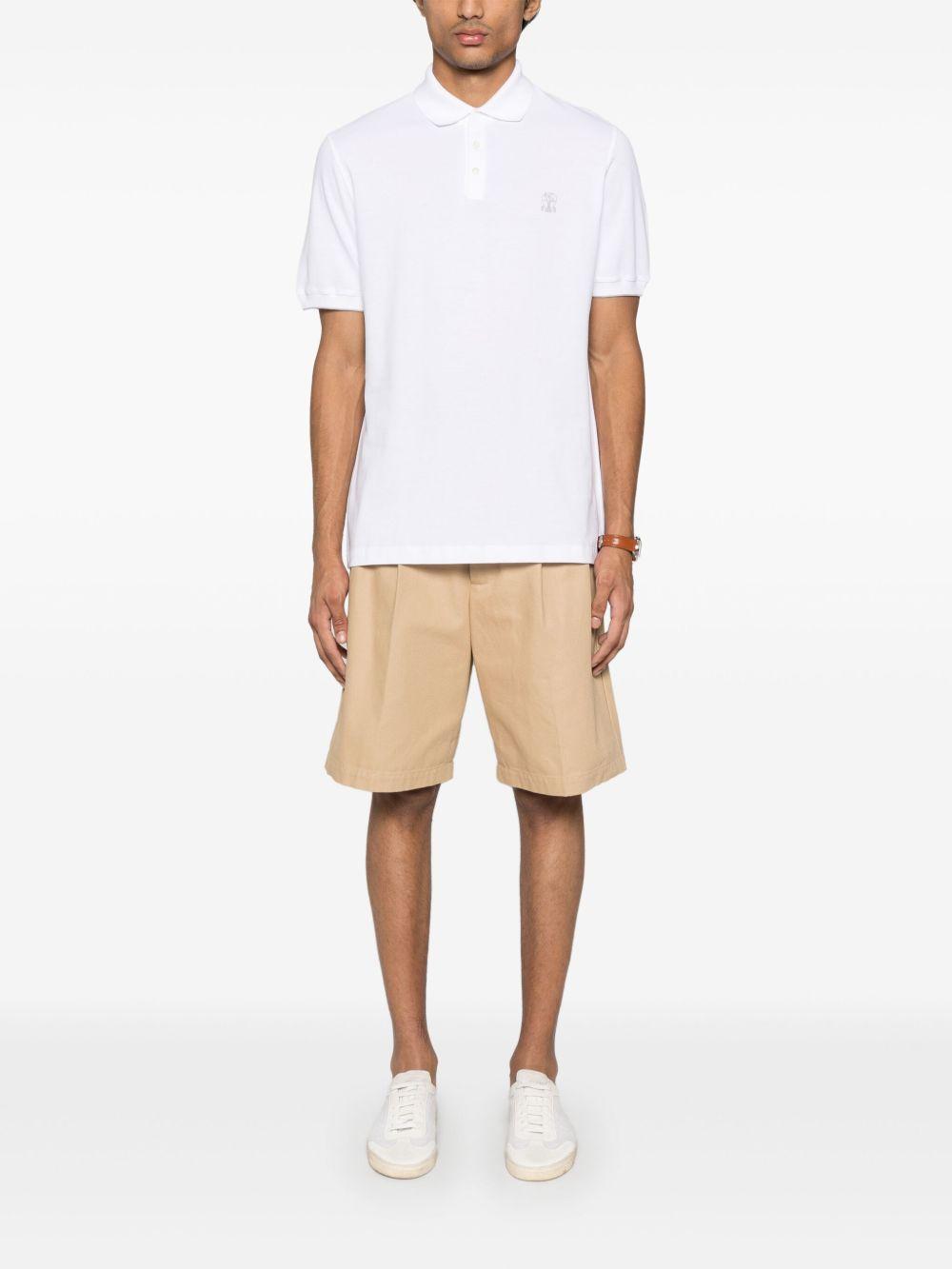 BRUNELLO CUCINELLI Polo in cotone bianco con logo 