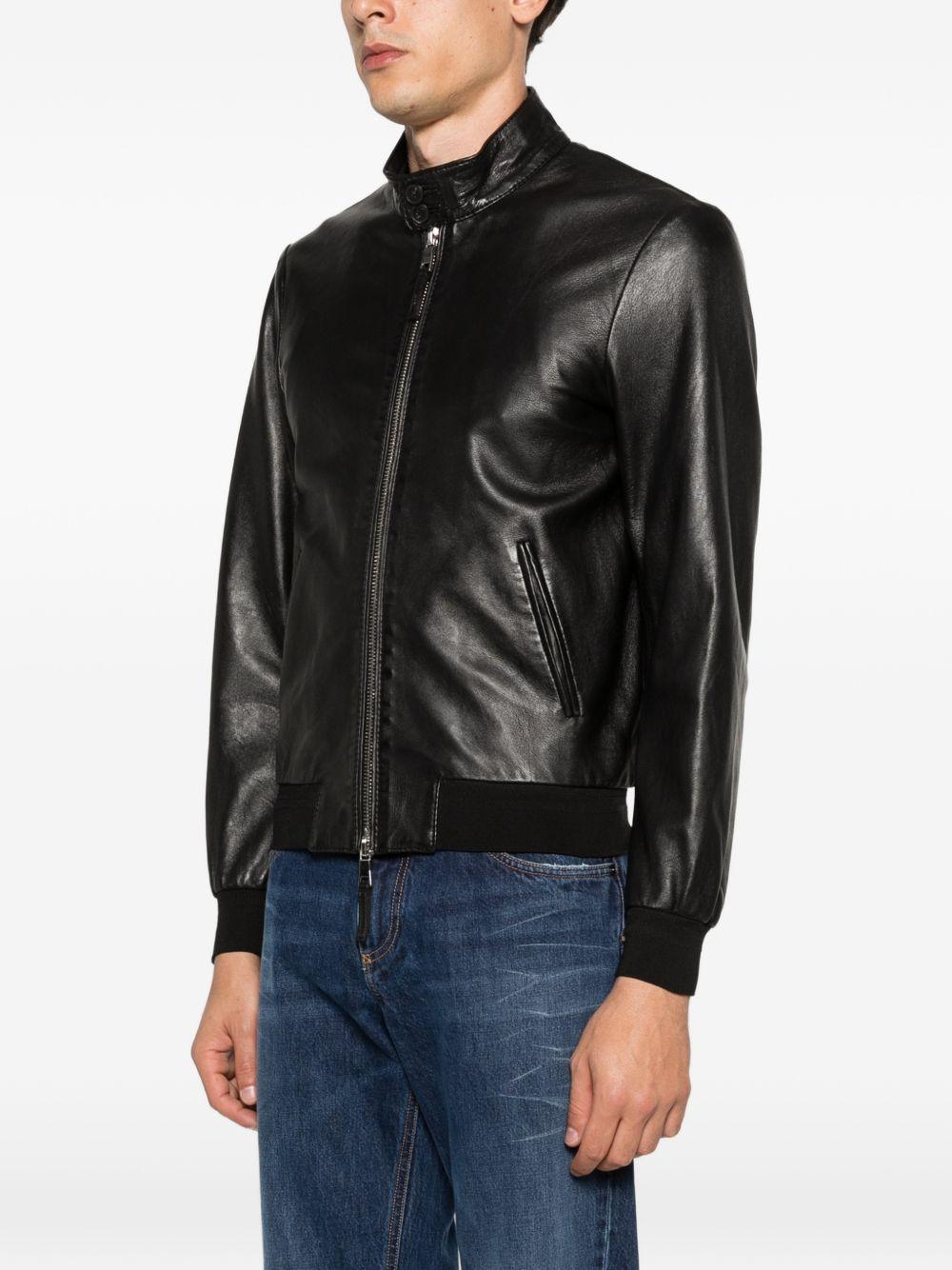 THE JACK AND JACKIE LEATHERS Giacca Elvis in pelle nera con zip 