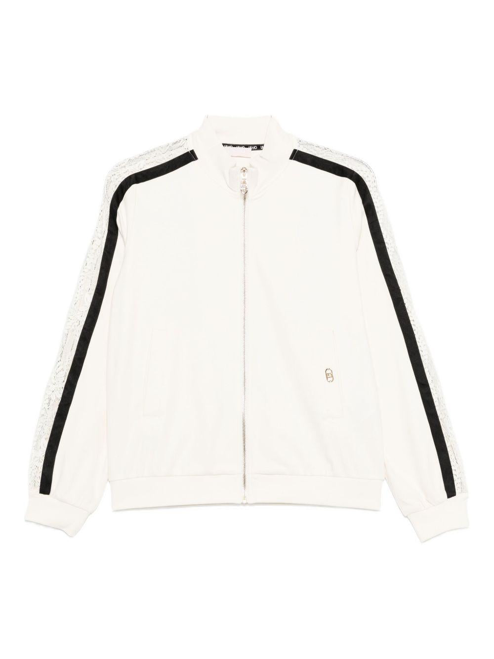 LIUJO Felpa in cotone bianco con strisce nere 