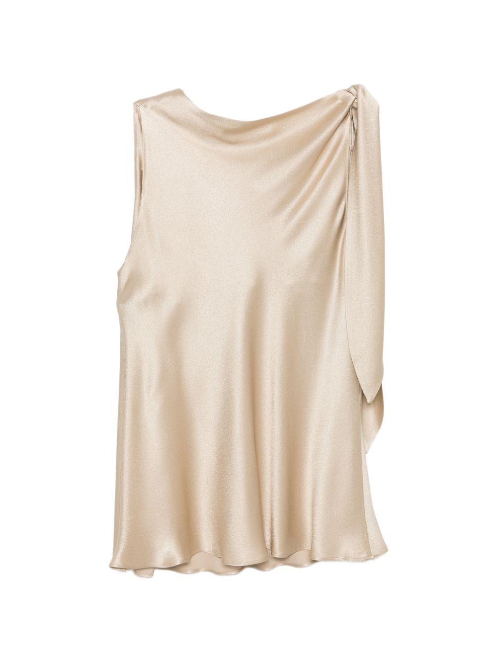 ANTONELLI Top Cloe beige chiaro con nodo monospalla 