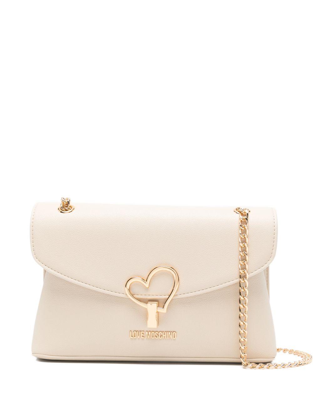 LOVE MOSCHINO Borsa avorio in ecopelle con chiusura a cuore 