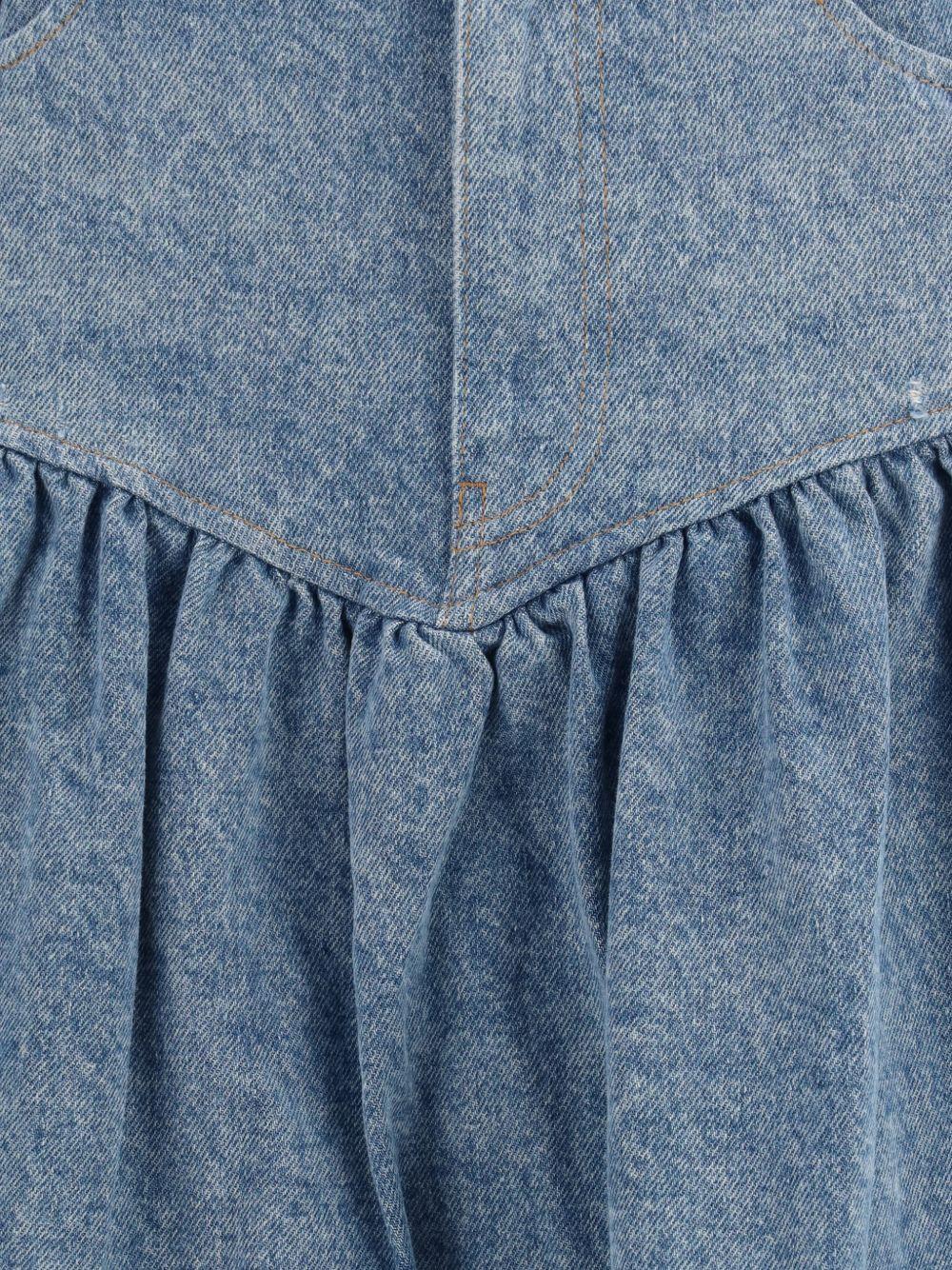 GANNI Gonna midi in denim di cotone con dettaglio cucitura combinata e increspature 