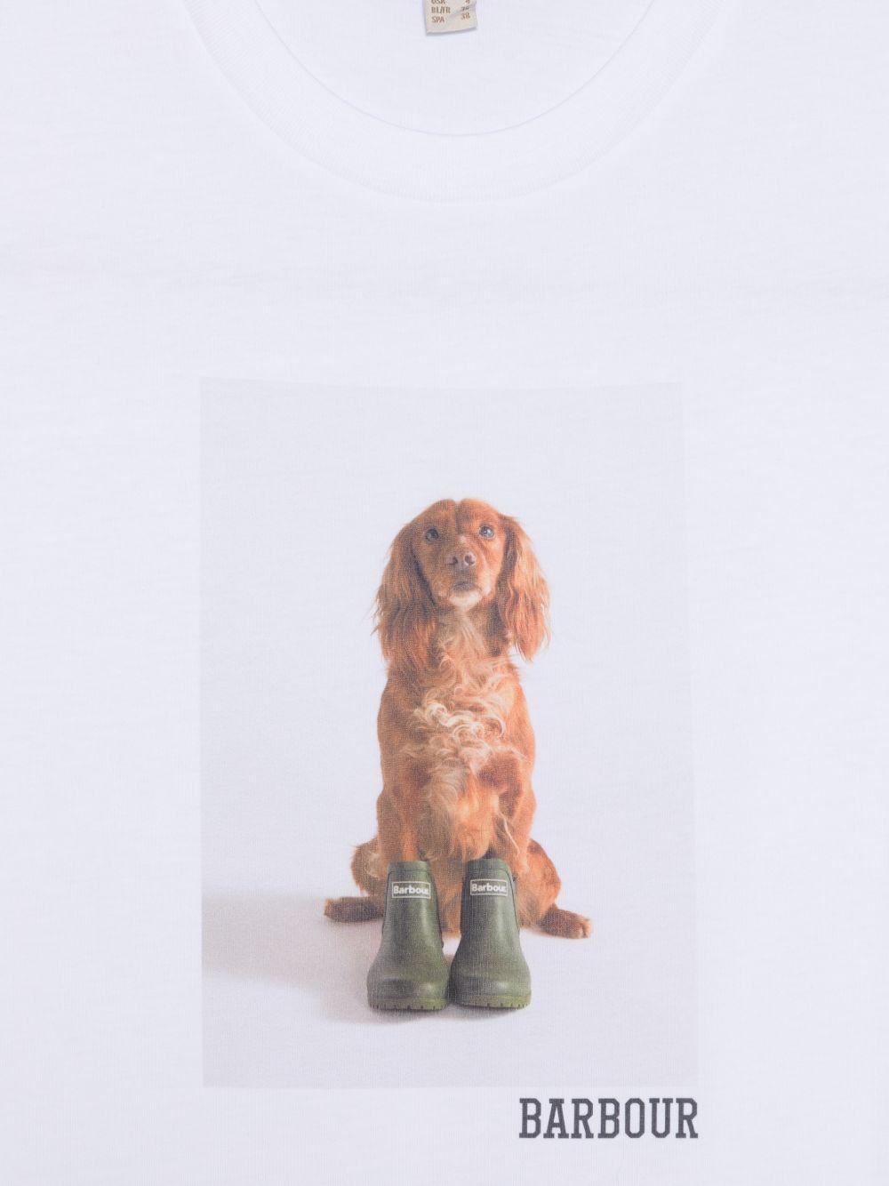 BARBOUR T-shirt con stampa in cotone bianco 