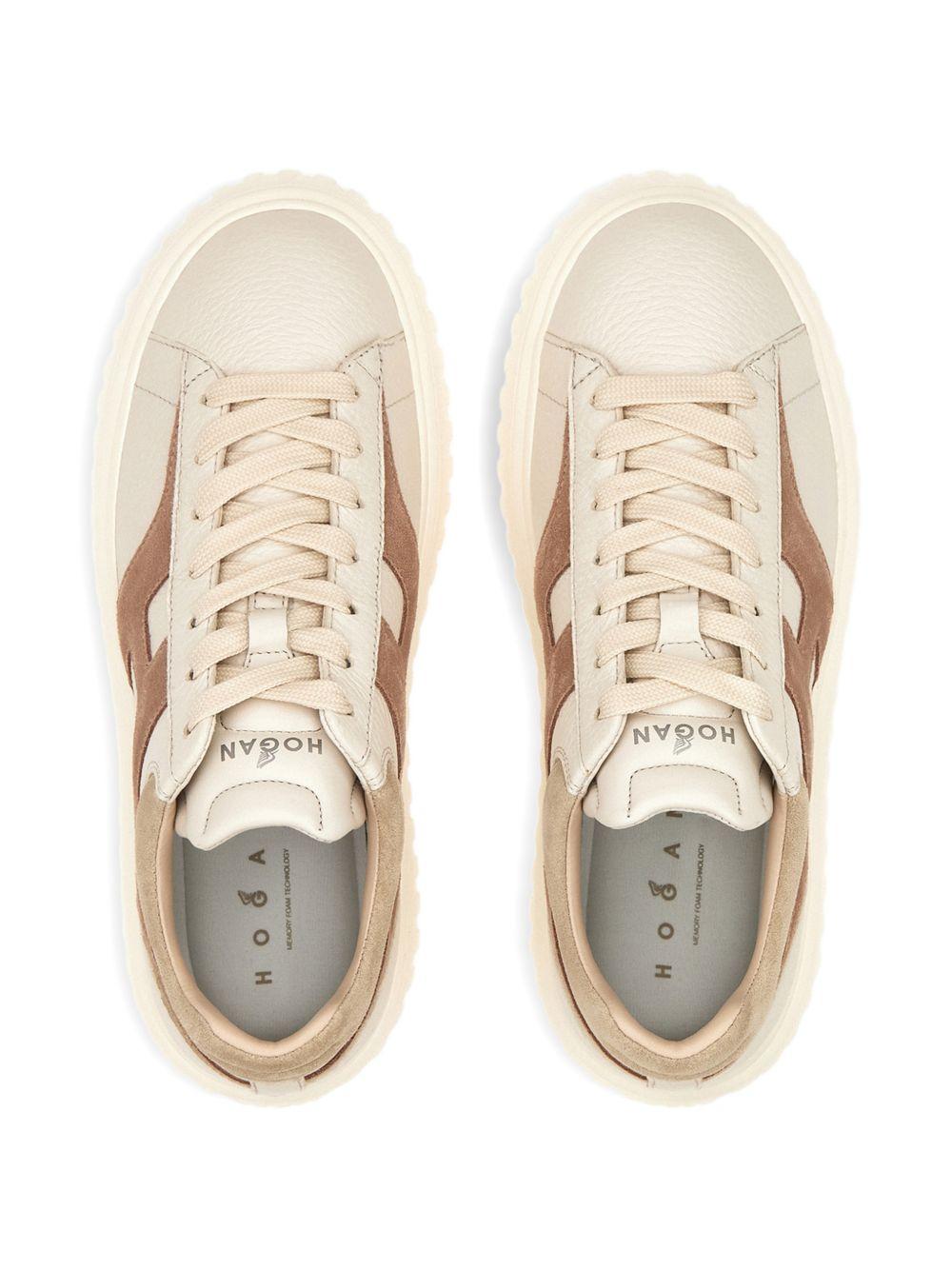 HOGAN Sneakers Hogan H-Stripes in pelle beige e marrone 