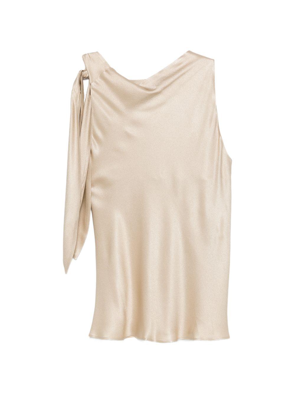 ANTONELLI Top Cloe beige chiaro con nodo monospalla 