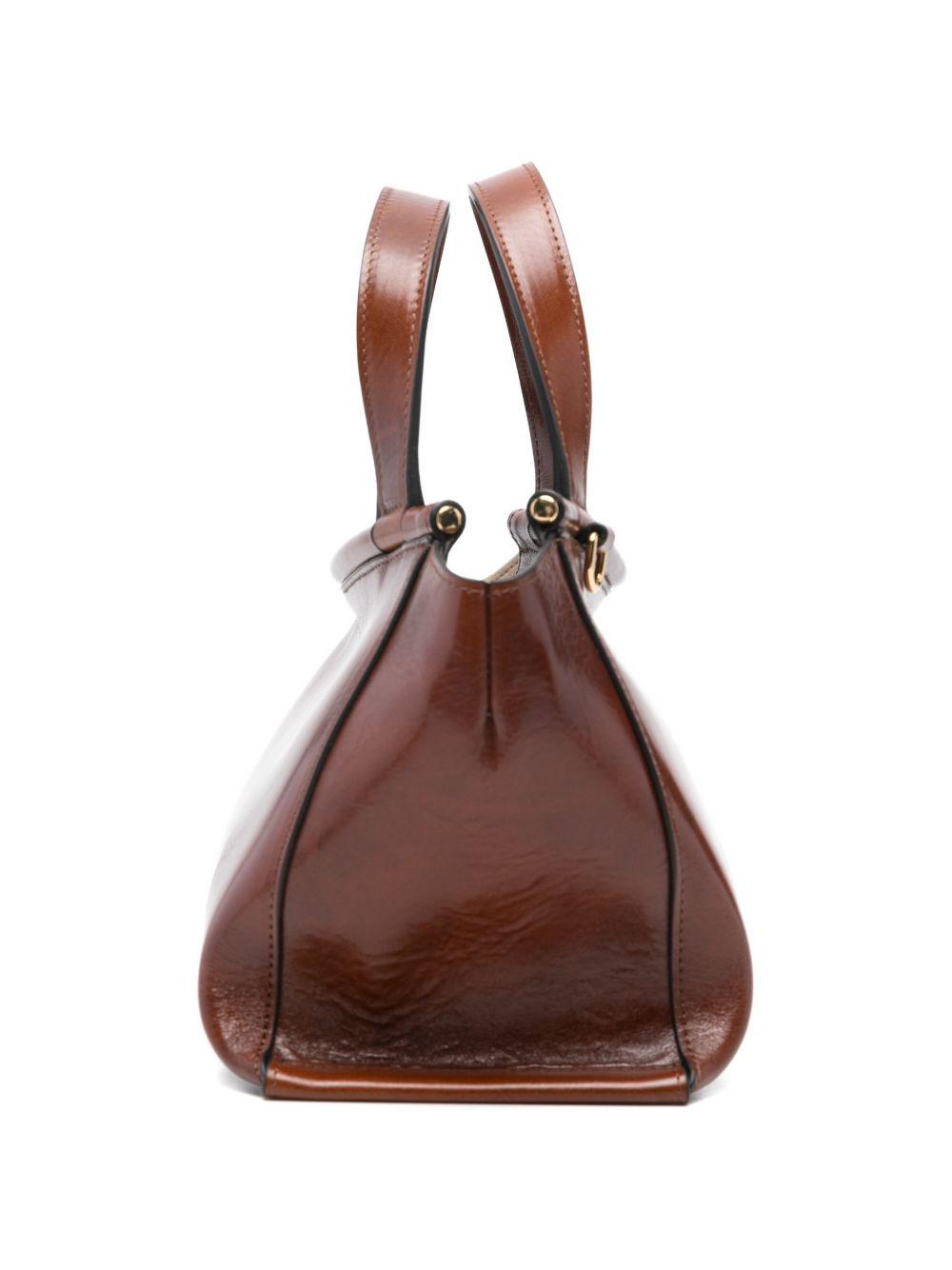 WANDLER Tote bag in pelle marrone con manici superiori 