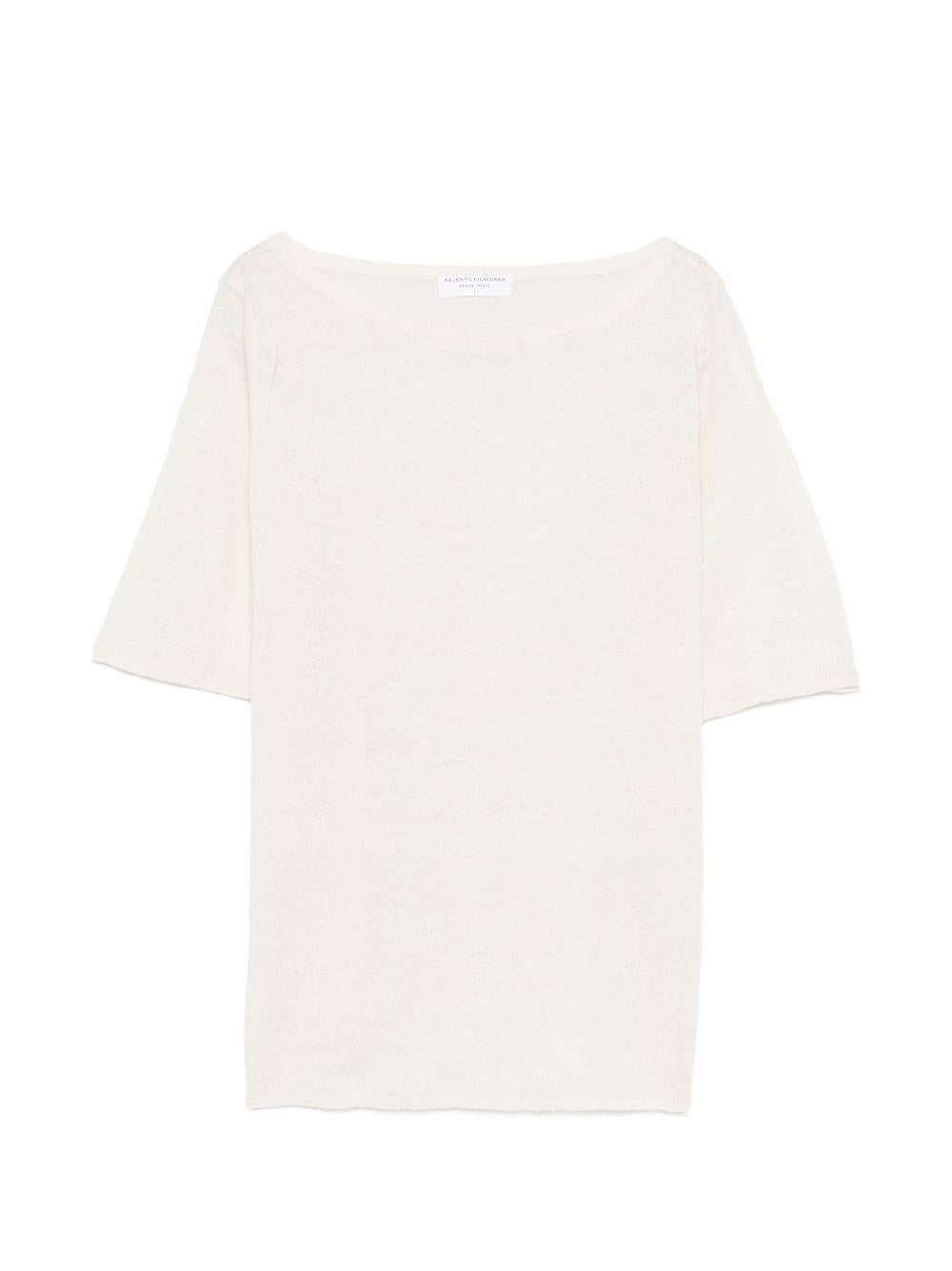 MAJESTIC FILATURES T-shirt a maniche corte con scollo a barca 
