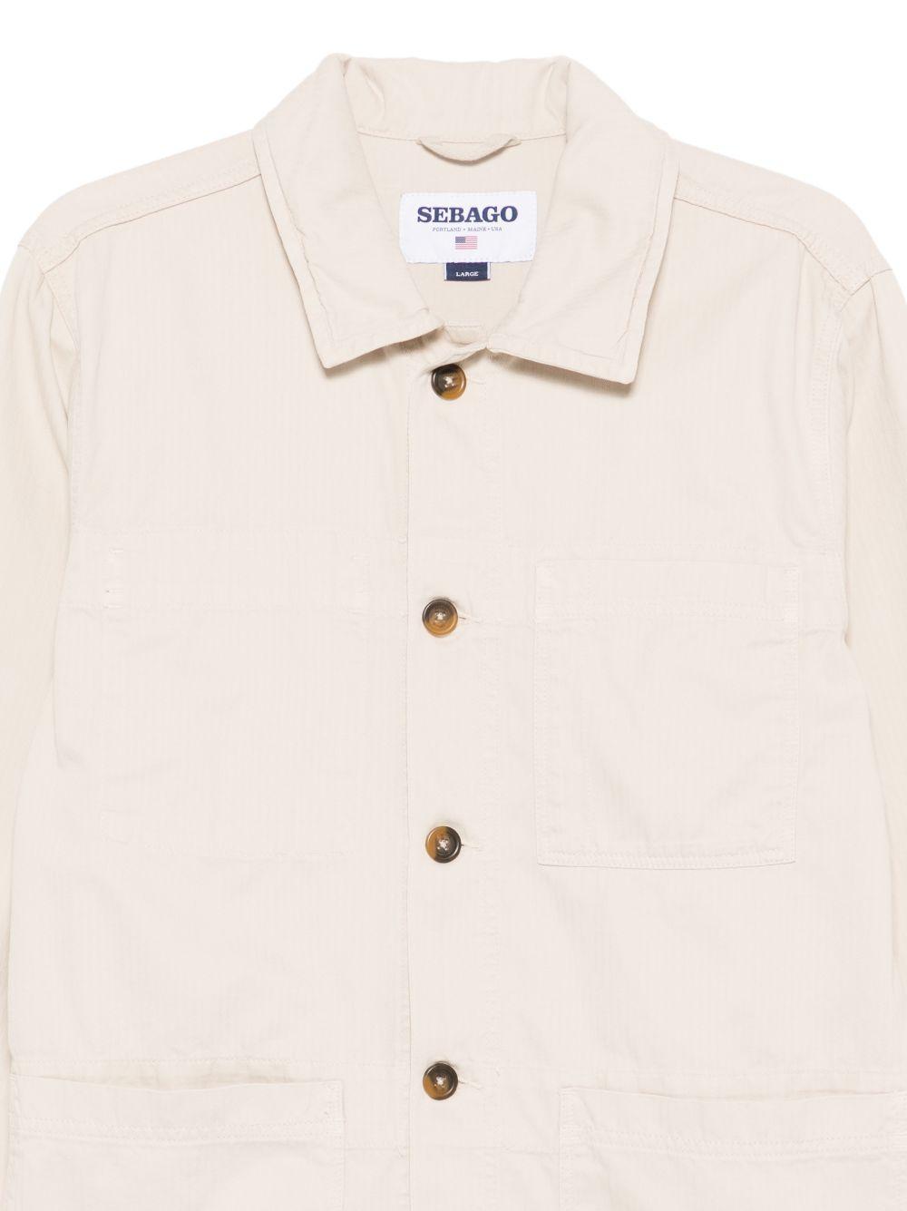 SEBAGO Camicia in denim Door beige con bottoni 