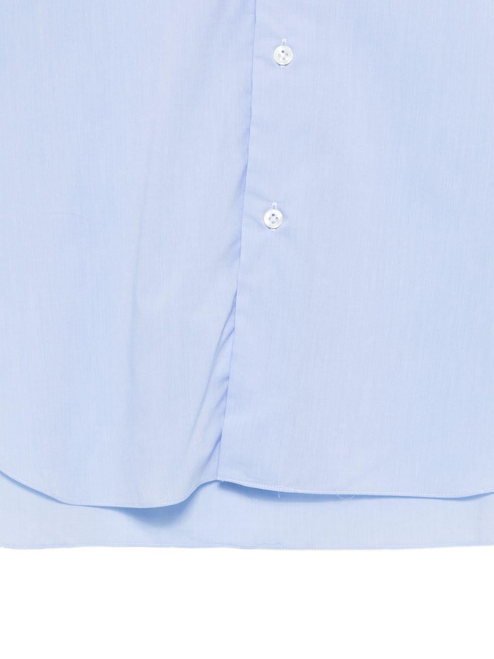 BARBA Camicia in cotone azzurro chiaro con collo spread 