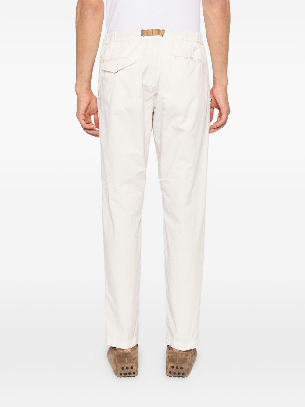 WHITE SAND Pantaloni in cotone bianco con cintura marrone 