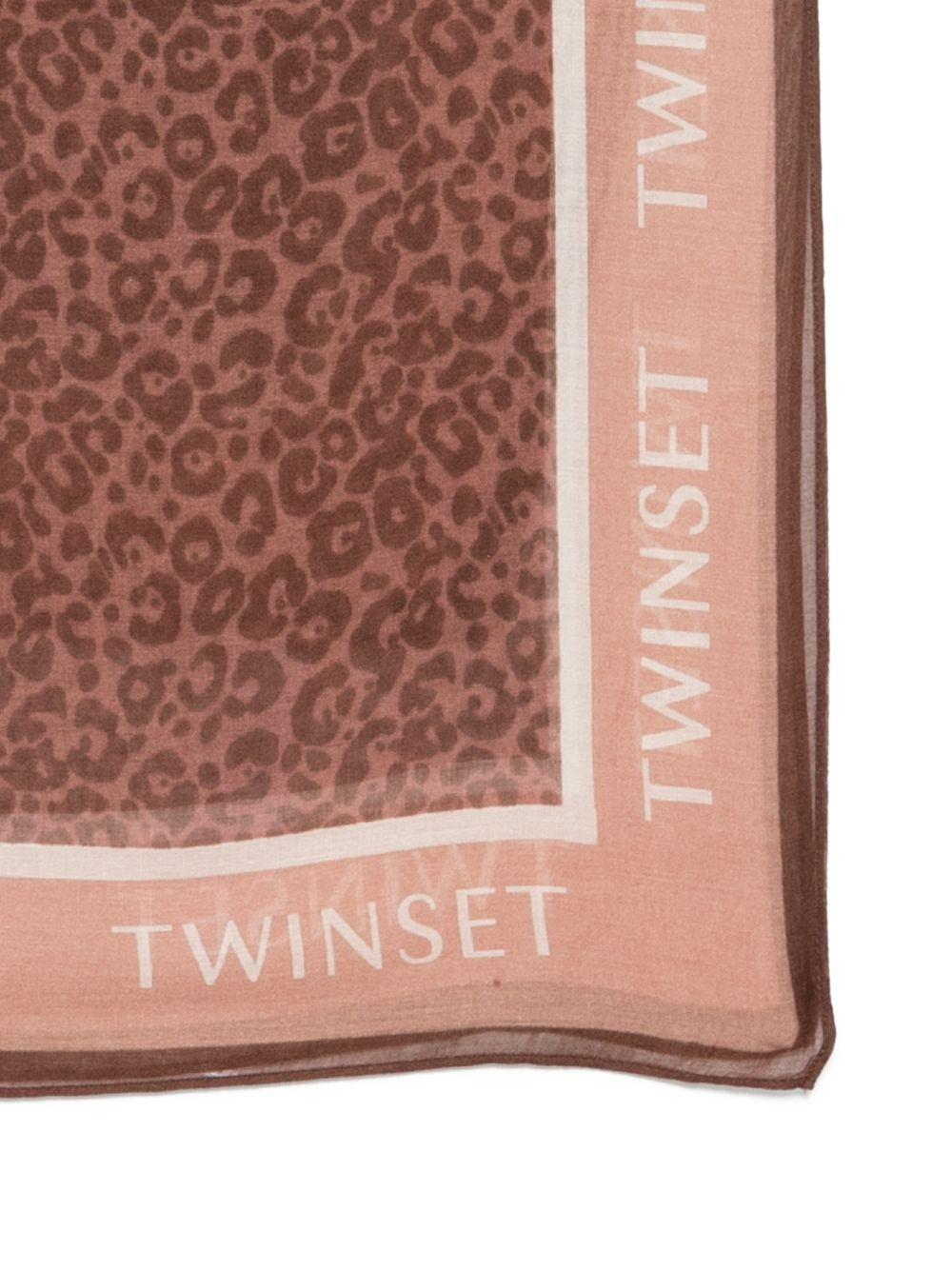 TWINSET Sciarpa stampa animalier con logo 