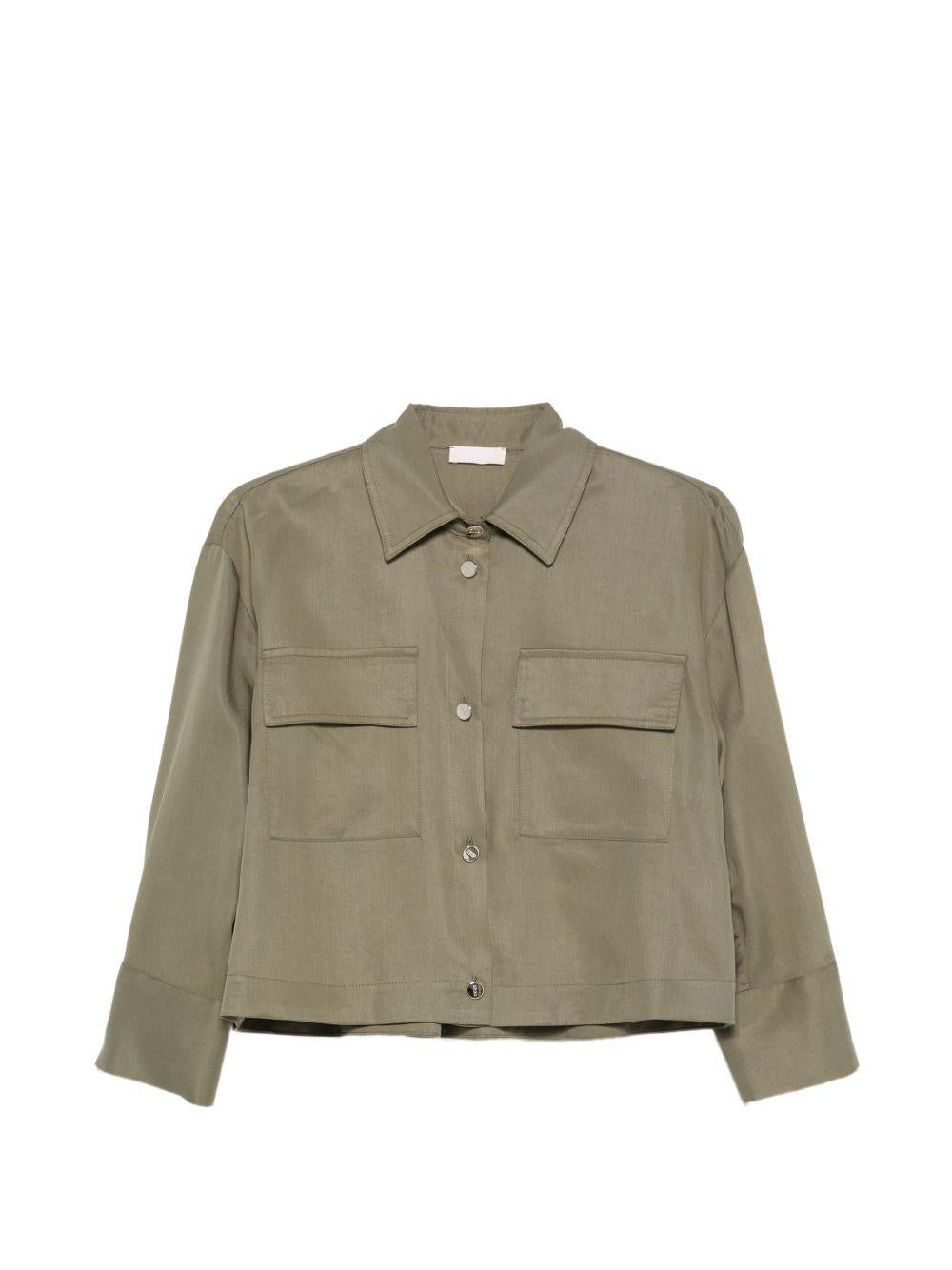 LIUJO Camcia verde oliva corta in vita con tasche 