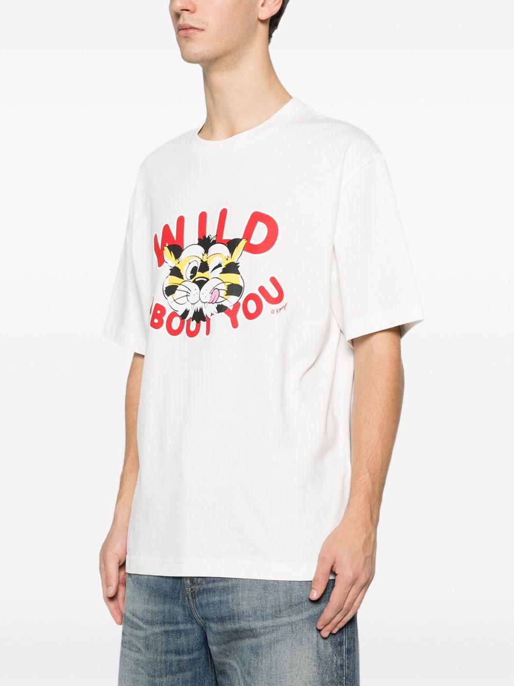 KENZO T-shirt in cotone bianco con stampa 