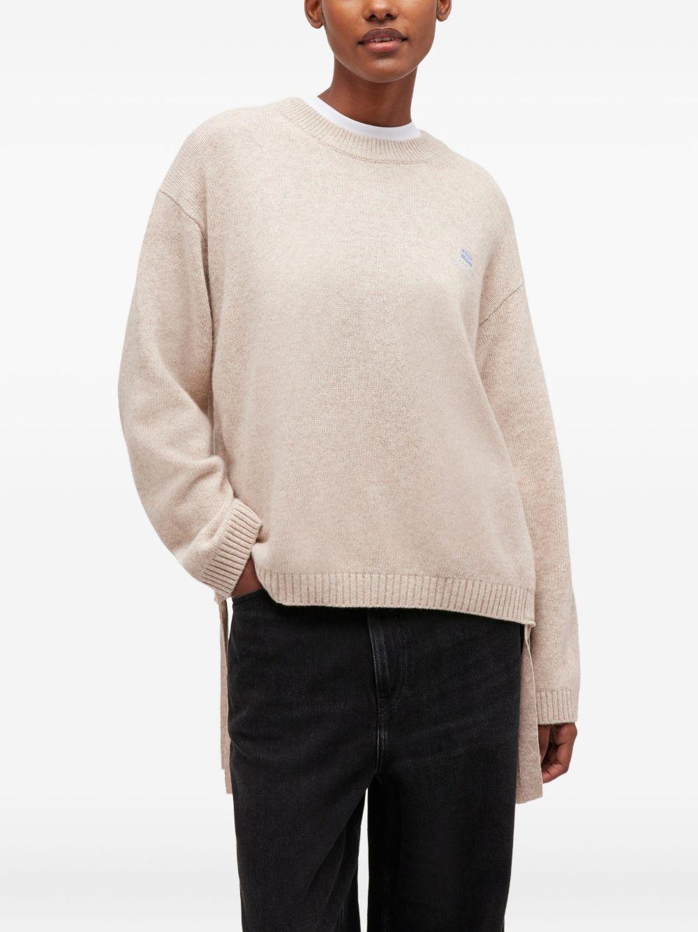 GANNI Maglia in lana écru con fiocco 