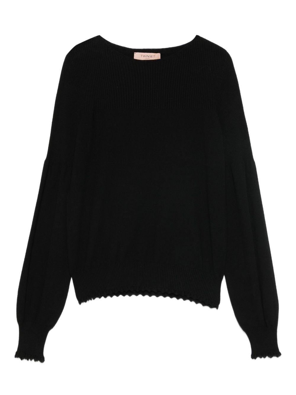 TWINSET Maglia con scollo a barca e bordi smerlati 