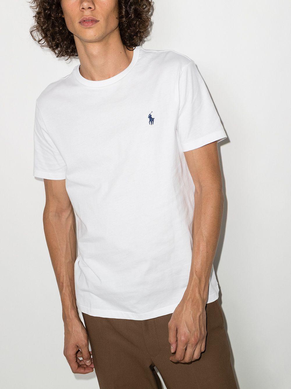 POLO RALPH LAUREN T-shirt in cotone bianco con cavallino blu 