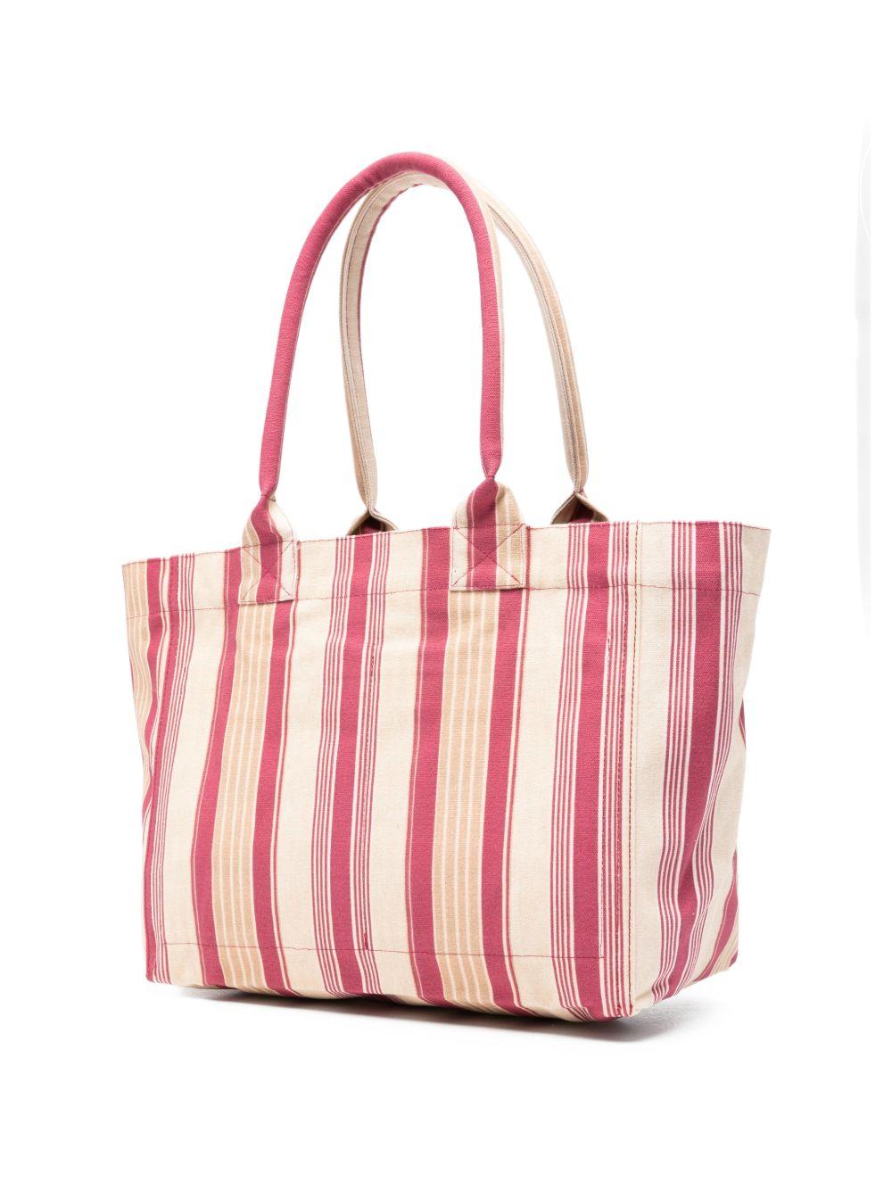 ISABEL MARANT Borsa shopping in cotone a righe con logo 
