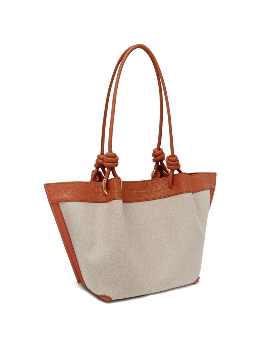 COCCINELLE Borsa a spalla in lino ed ecopelle 